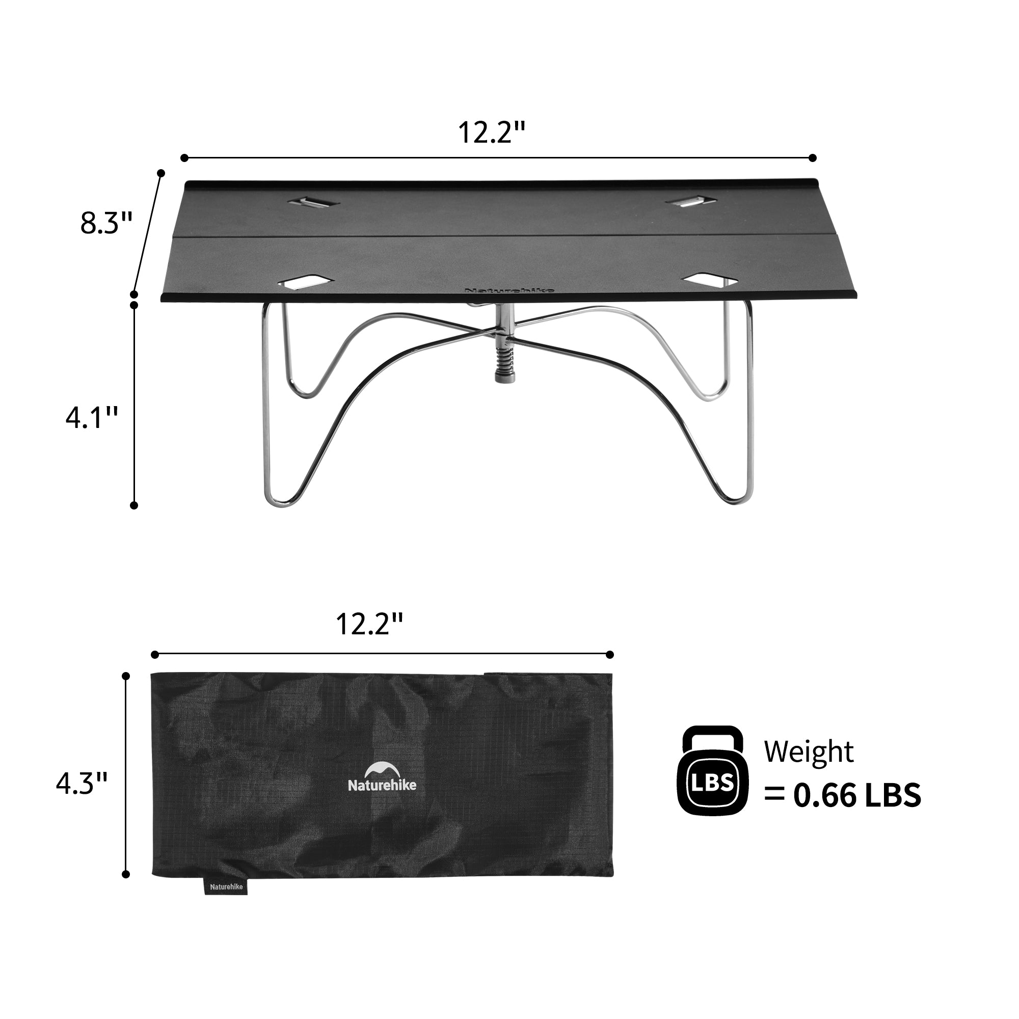 Naturehike PeakLite X01 table camping pliante alu Noir 30 kg