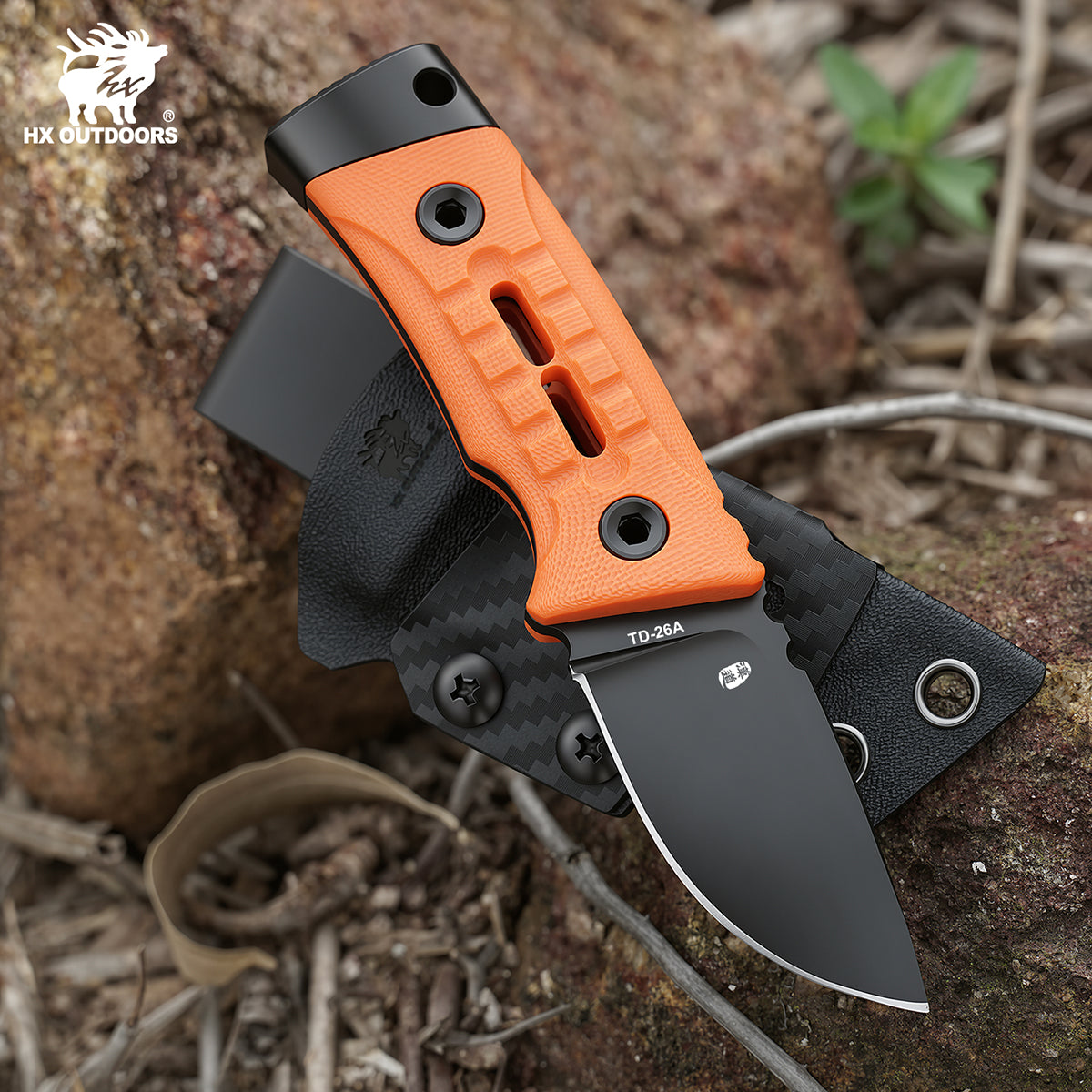 HX Rock Apex Mini TD-26A couteau fixe DC53 14,3 cm orange