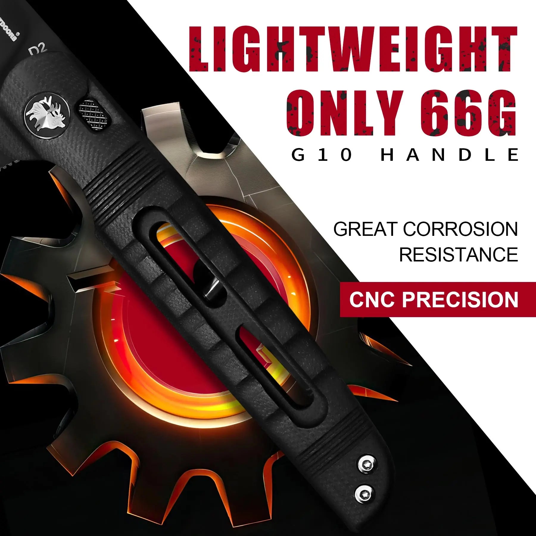 HX Dark Master ZD-112B couteau pliant D2 noir G10 80 mm