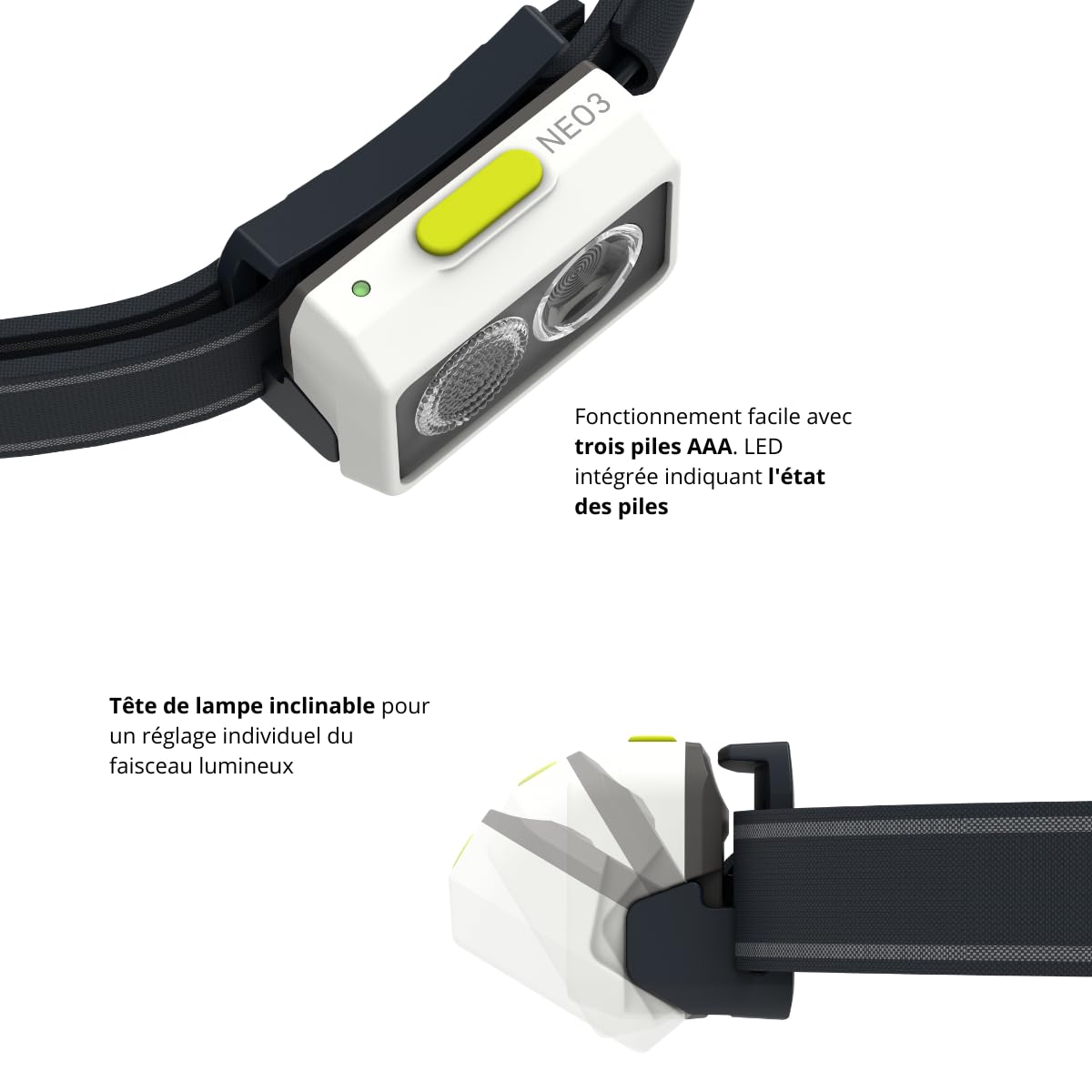 Ledlenser NEO3 Lampe Frontale 400lm Noire 97g 20h AAA