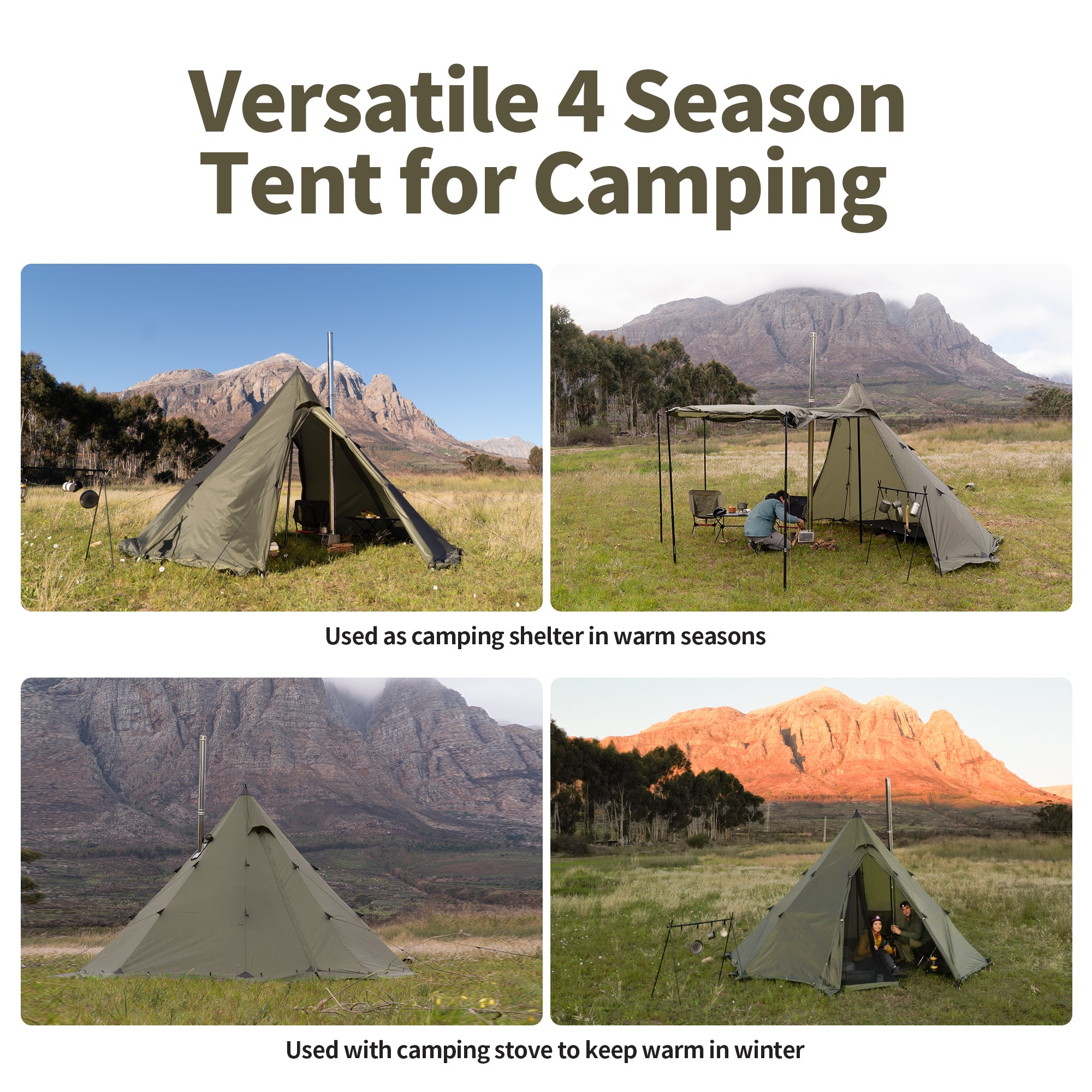 Naturehike Ranch Fire tente tipi 6 personnes chauffante