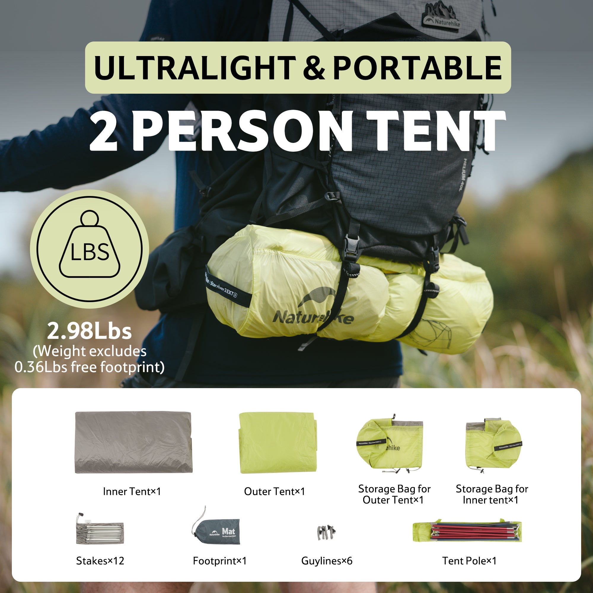 Naturehike Star River EXT tente 2 personnes 1,35 kg 3 saisons