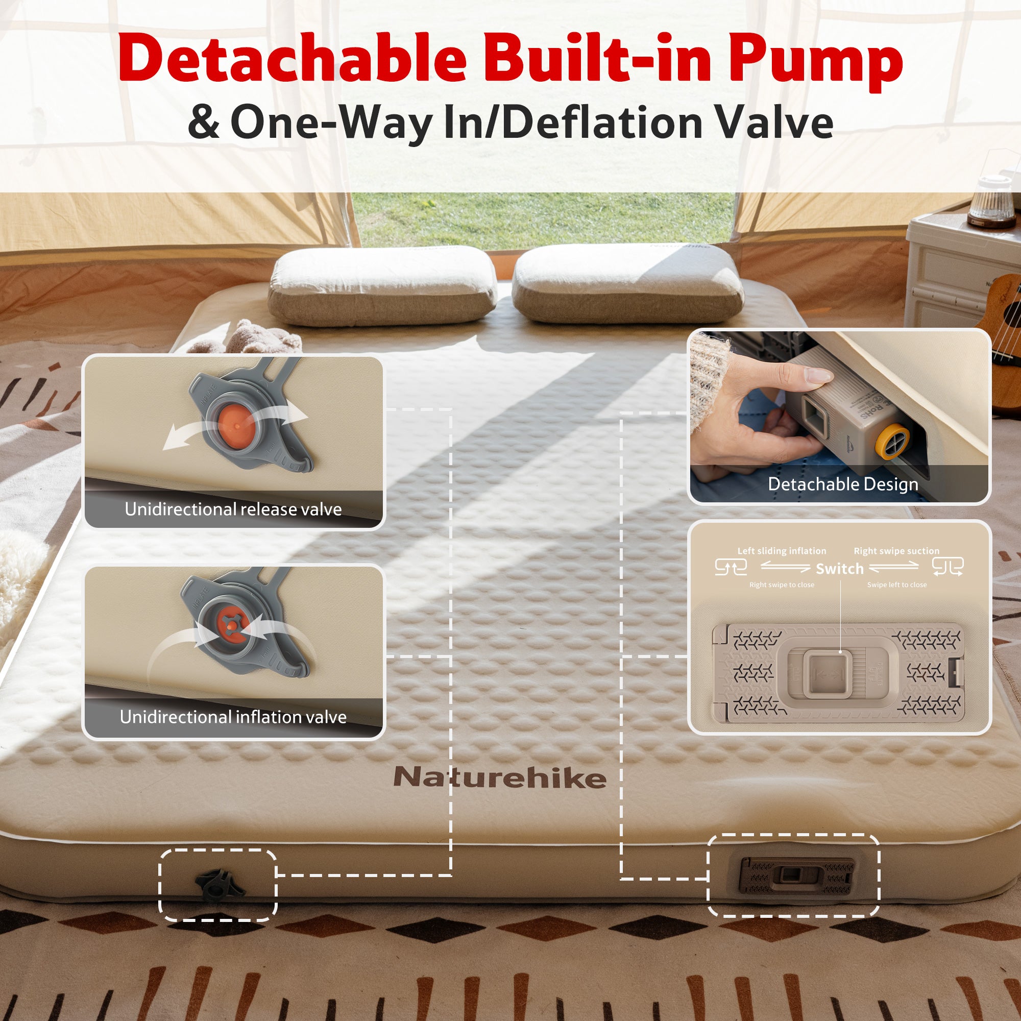 Naturehike Yugu matelas camping autogonflant double pompe