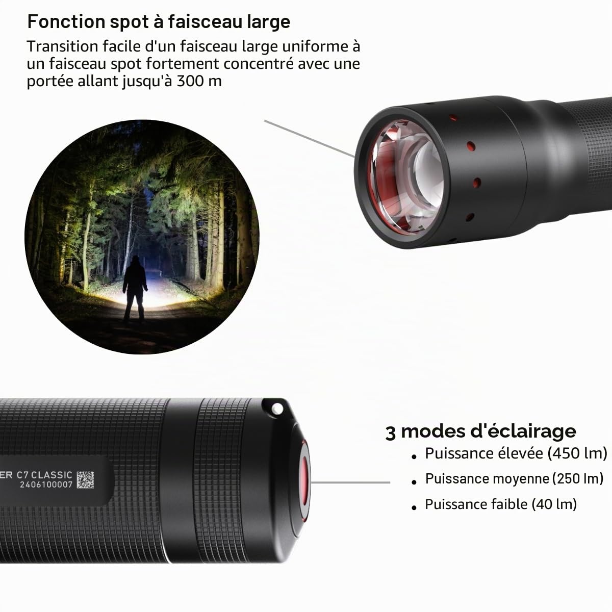 Ledlenser C7 C-Series lampe torche 450lm piles AAA