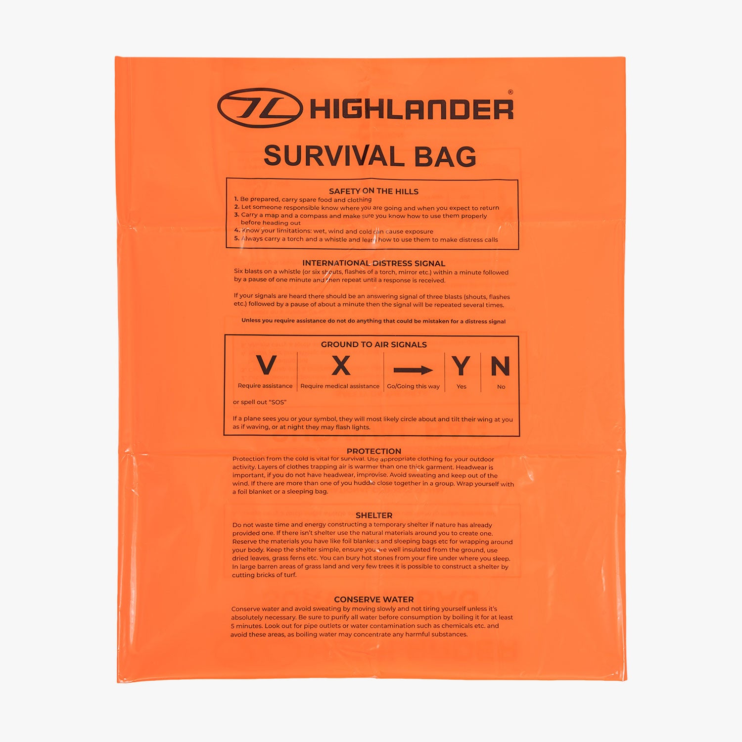 Highlander Survival sac de survie Orange urgence