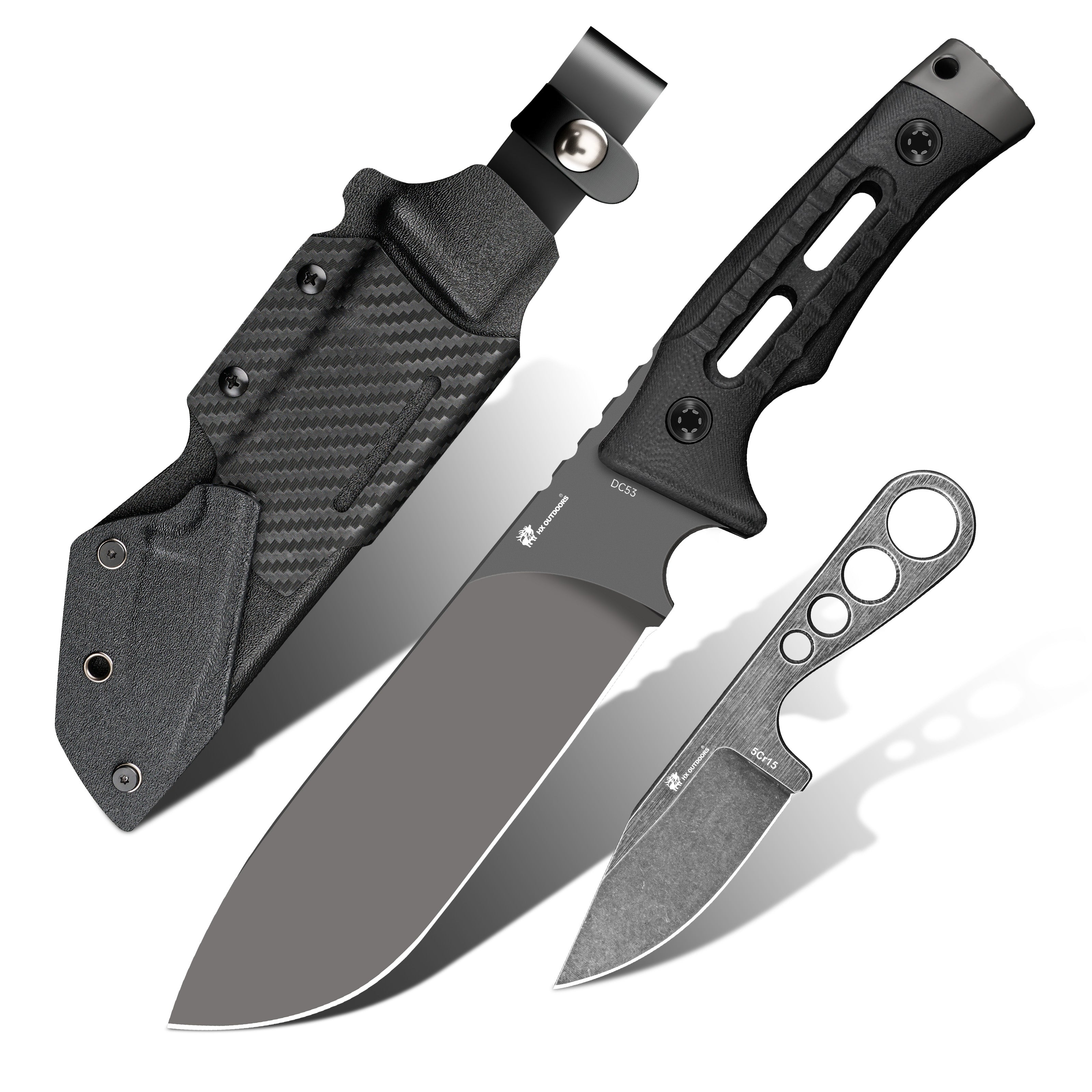 HX Rock Apex Pro D-342 couteau fixe lame DC53 manche noir