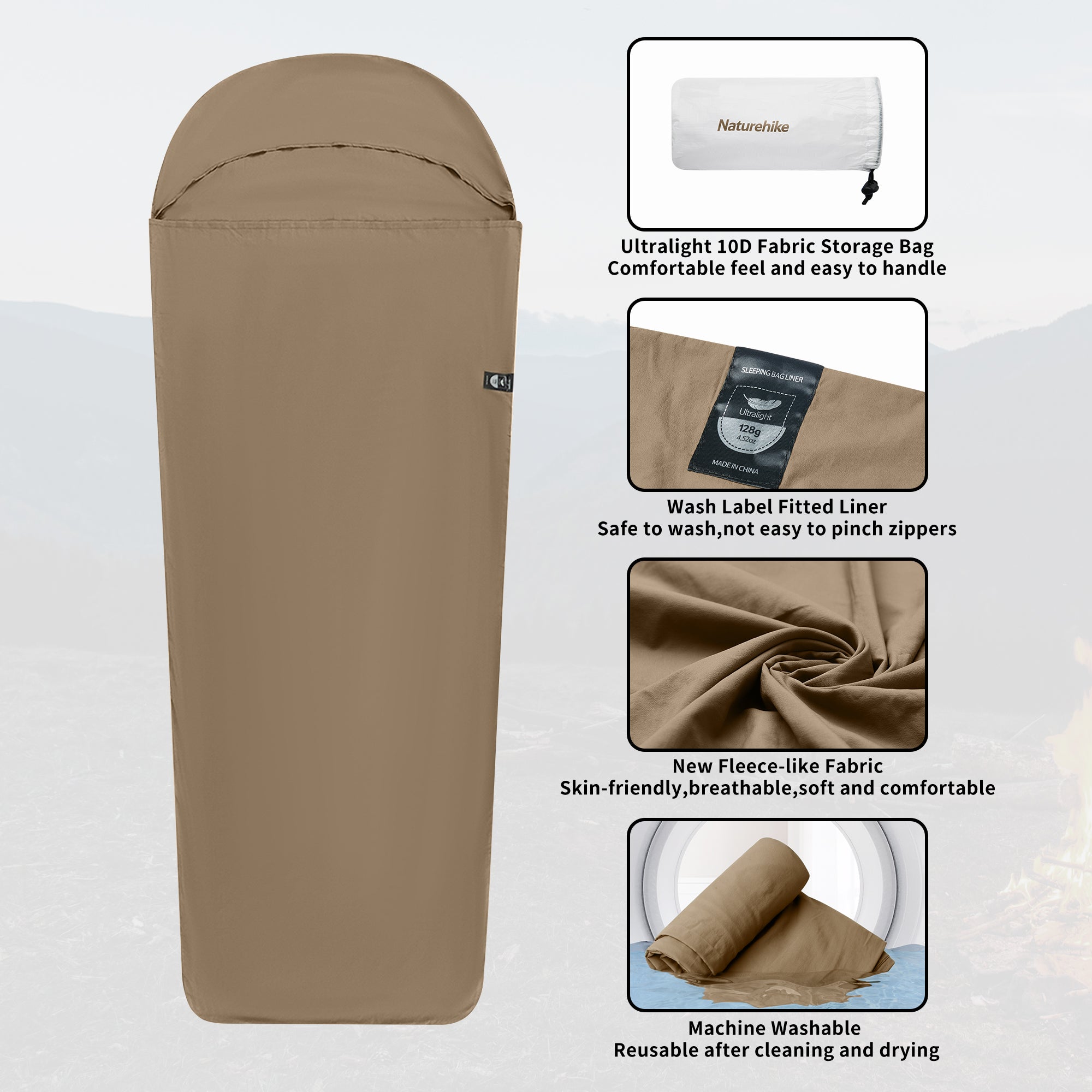 Naturehike Flame drap sac couchage 1 place 128 g bleu