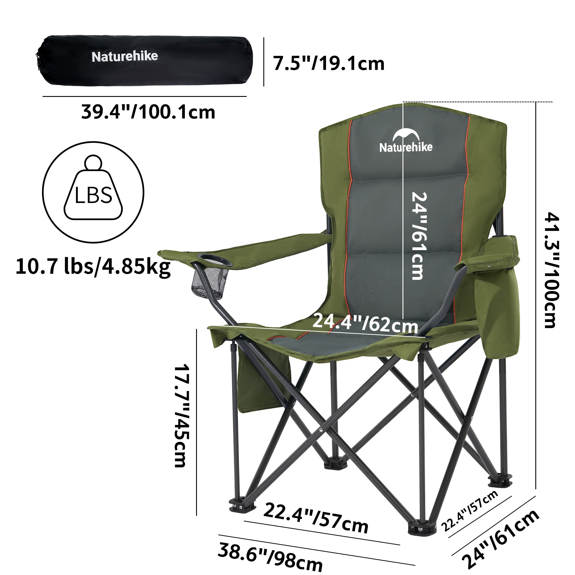Naturehike ComfortMax T01 Chaise Camping Bleu Lot de 2 600D