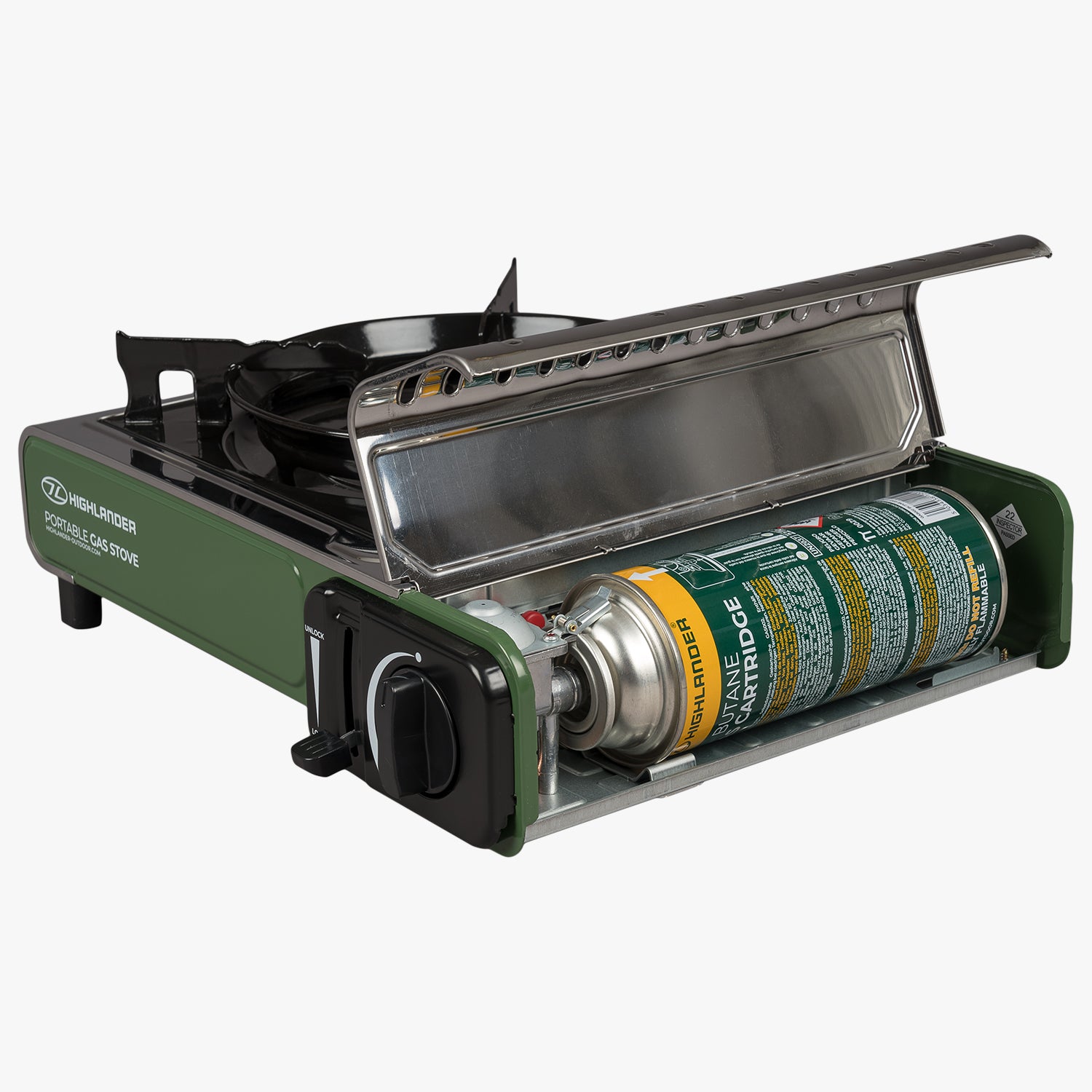 Highlander Cooking Réchaud Gaz Portable Vert avec Allumage Piezo