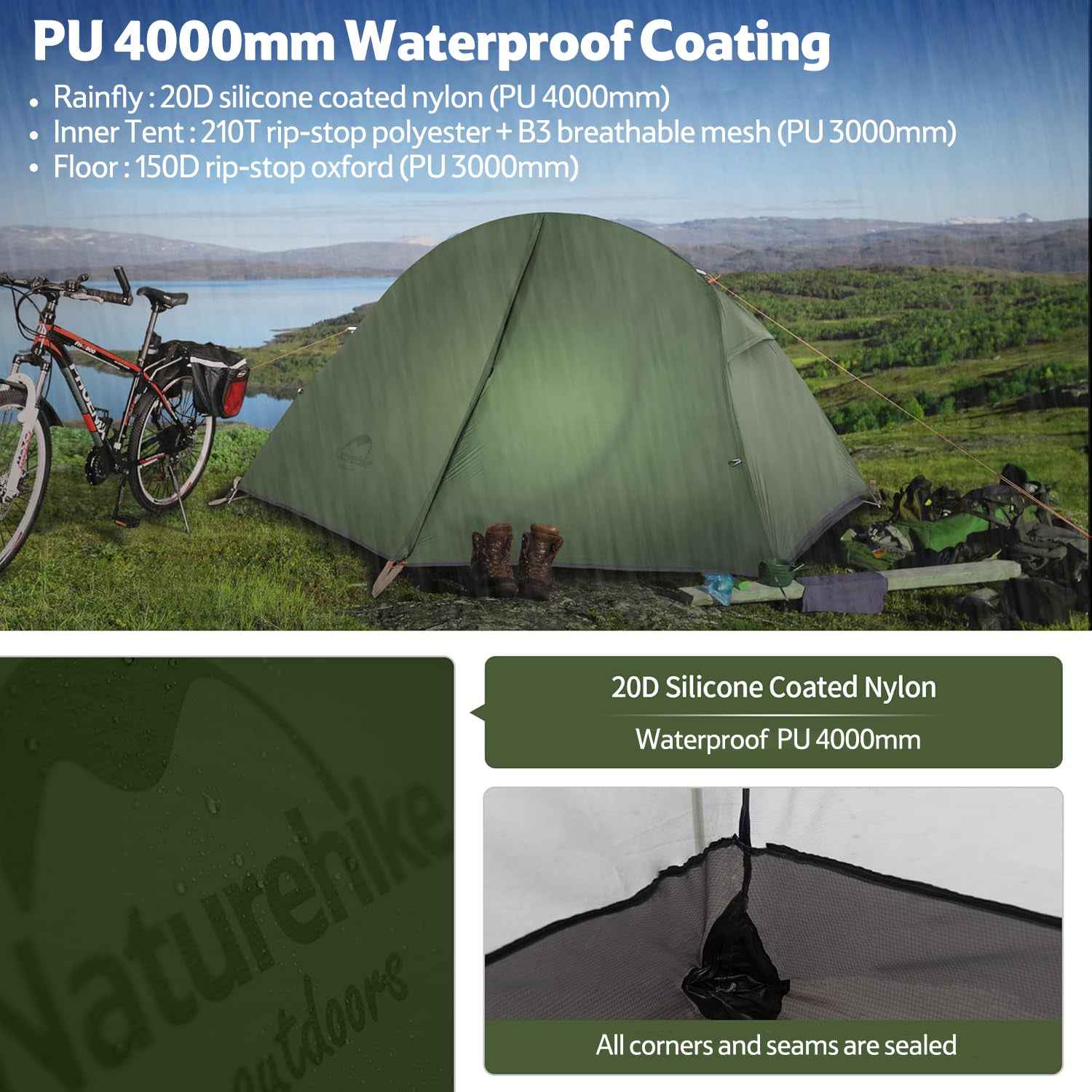 Naturehike Cloud Trek tente 1 personne verte