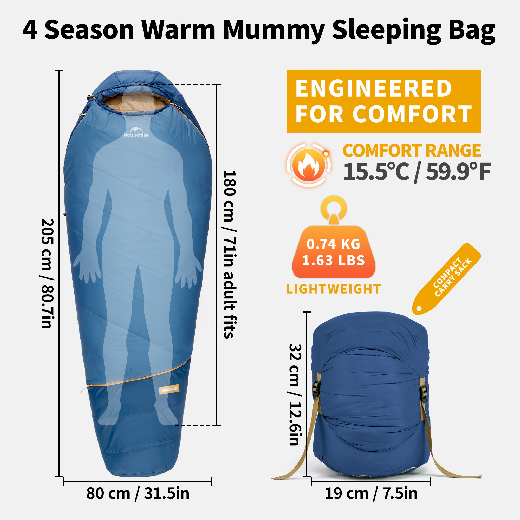 Naturehike Mujin Pro -2°C sac de couchage momie M