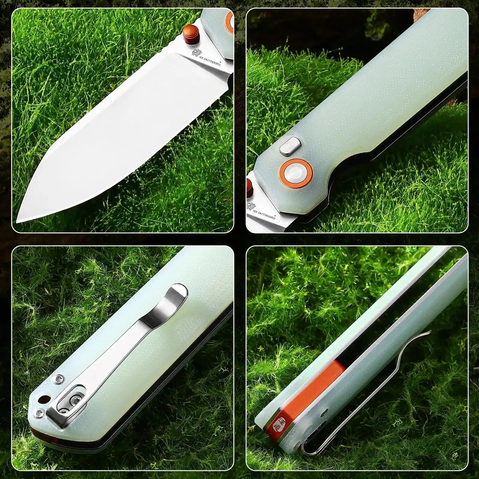 HX Hyla ZD-120S couteau pliant lame argent manche vert G10