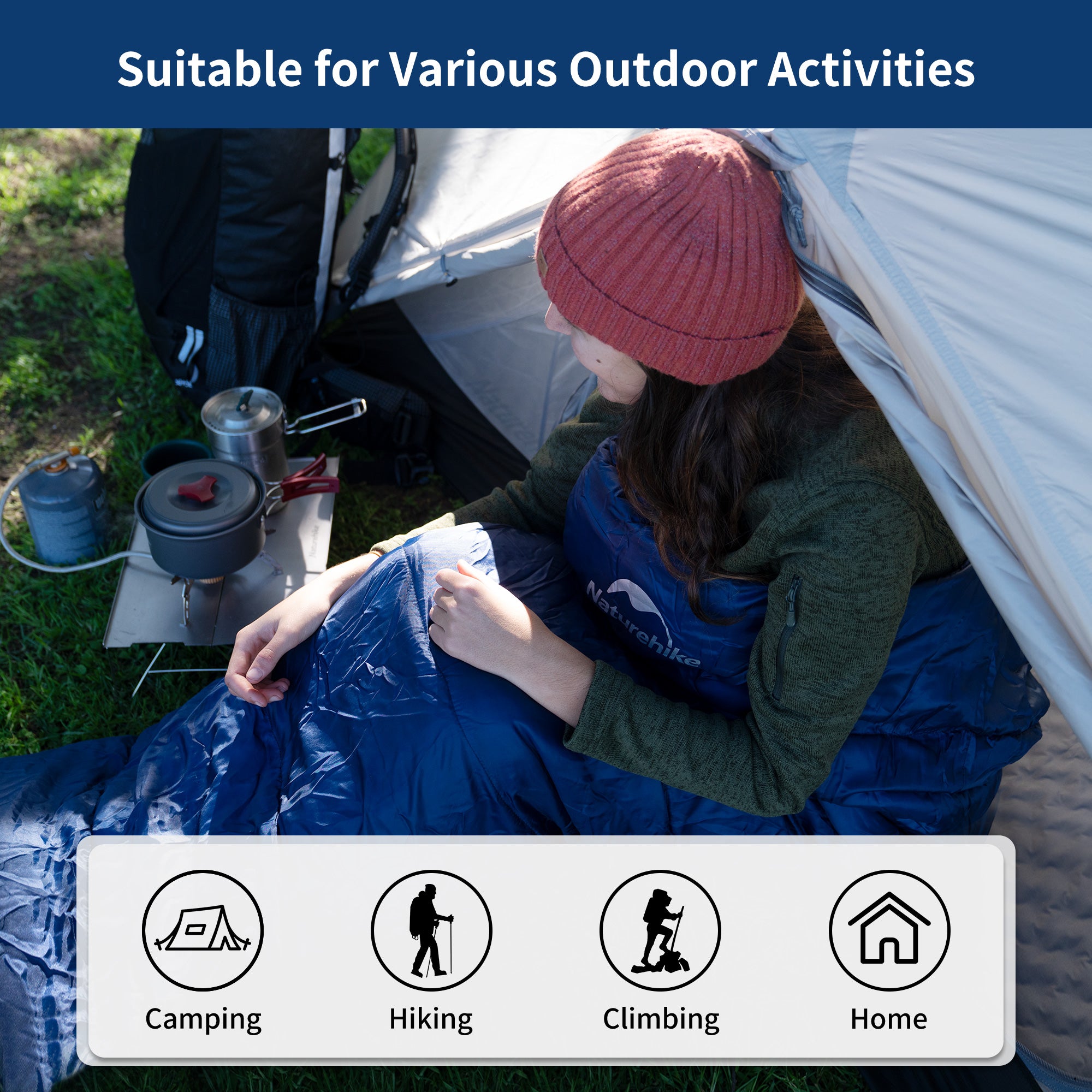 Naturehike Mujin MJ300 Sac Couchage Momie 4°C Bleu