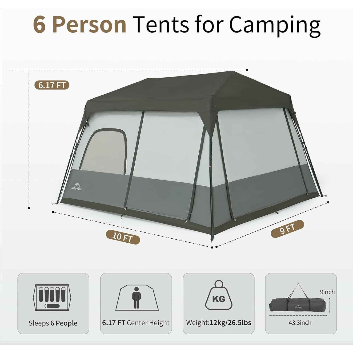 Naturehike Cape 8,3 tente 6 personnes instantanée