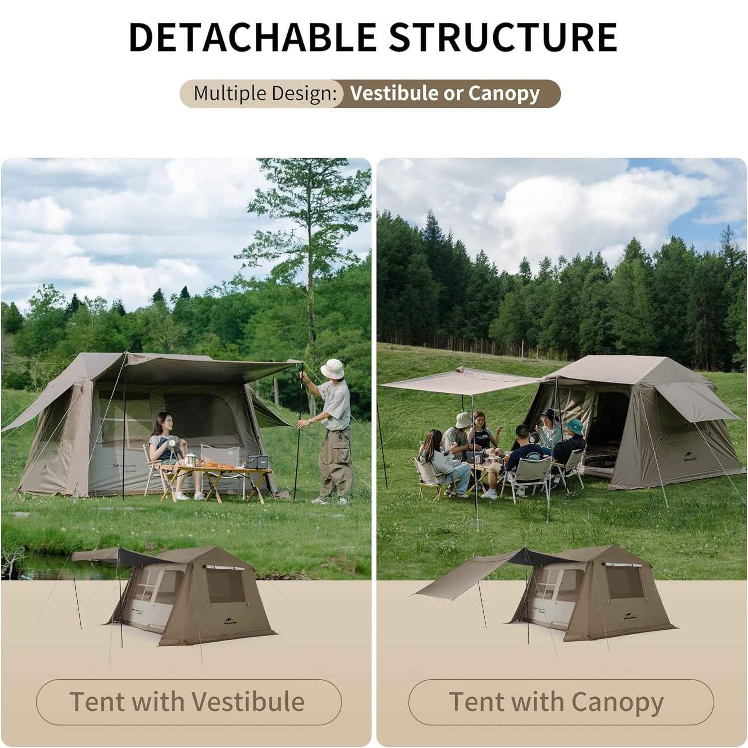 Naturehike Village 13 Tente Cabine 6 Places Noir Titane