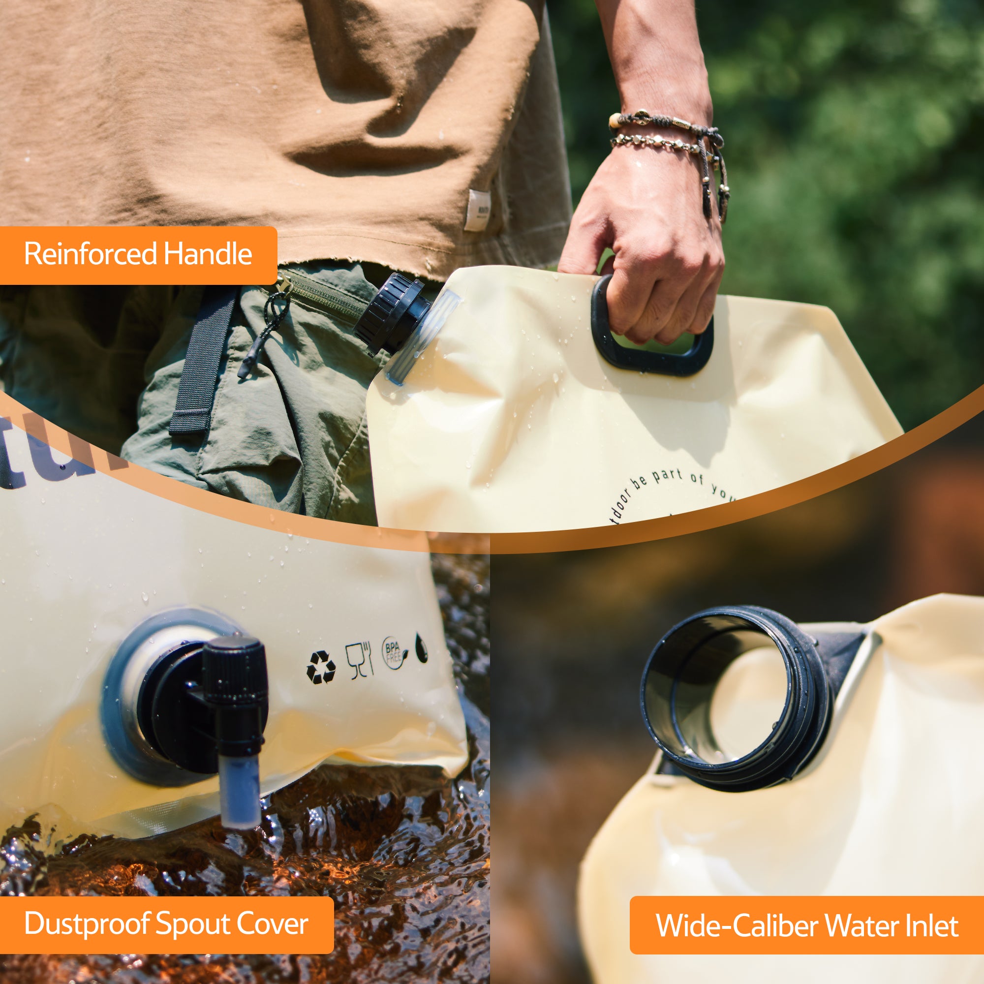 Naturehike sac eau pliable 10L robinet jaune alimentaire