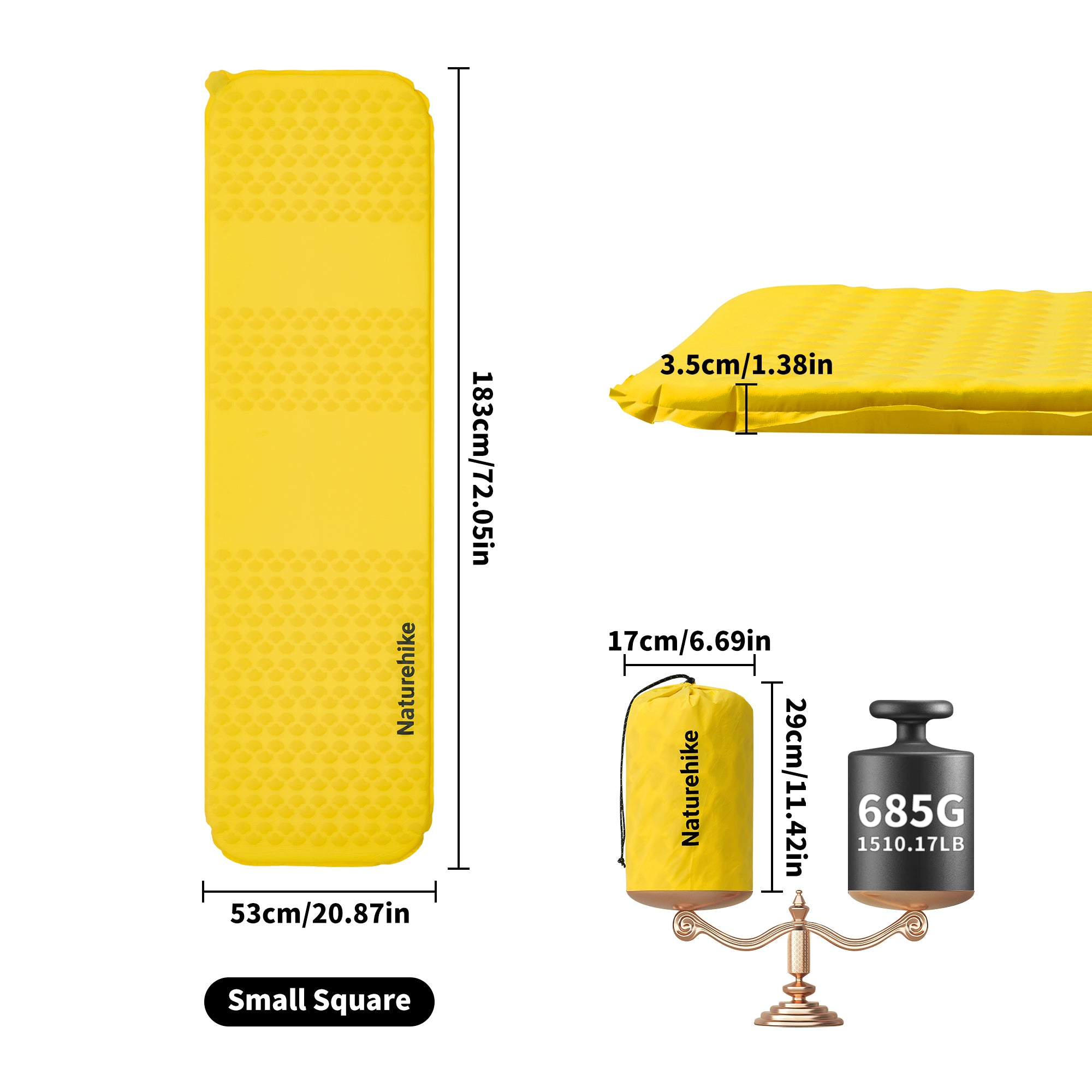 Naturehike Yugu R3.6 matelas autogonflant momie 183x53 R3.6