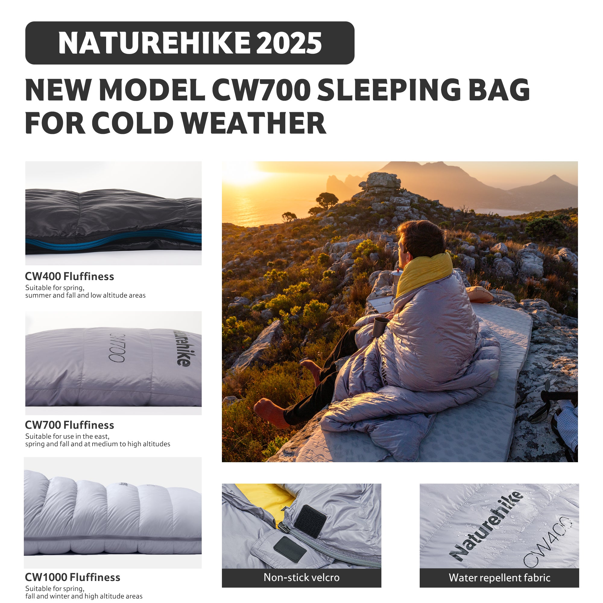 Naturehike CW1000 sac de couchage duvet -11°C noir M