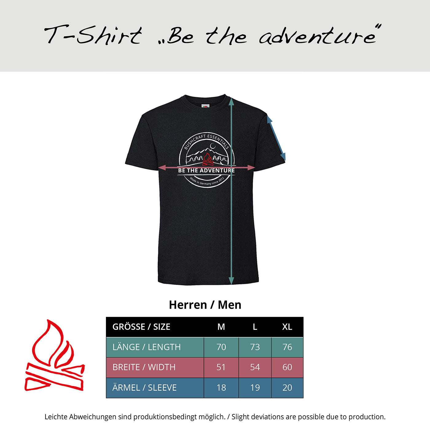 Bushcraft Essentials Lifestyle BE THE ADVENTURE t-shirt homme M noir