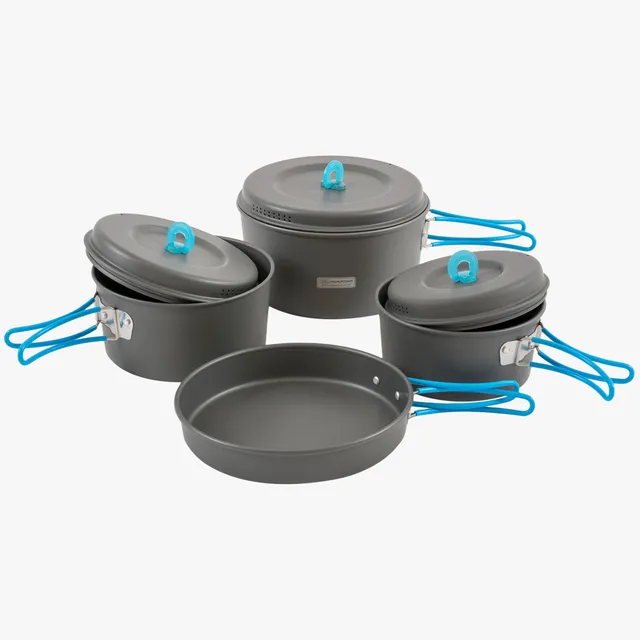 Highlander Vertex Popote camping familiale 3 casseroles + poêle
