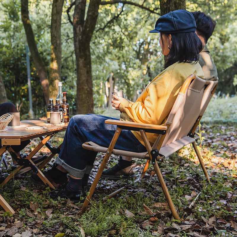 Naturehike chaise camping double bois grain noir 2 places