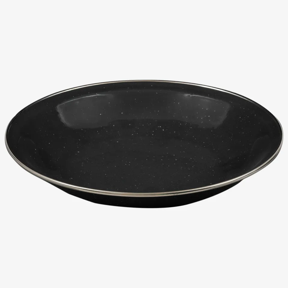 Highlander Deluxe Assiette à Soupe Émaillée Vintage Noire