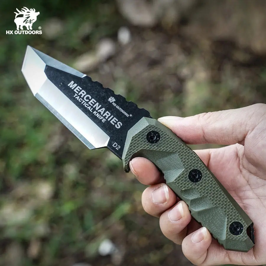 HX Mini Mercenary D-170 couteau fixe D2 marron 71 mm
