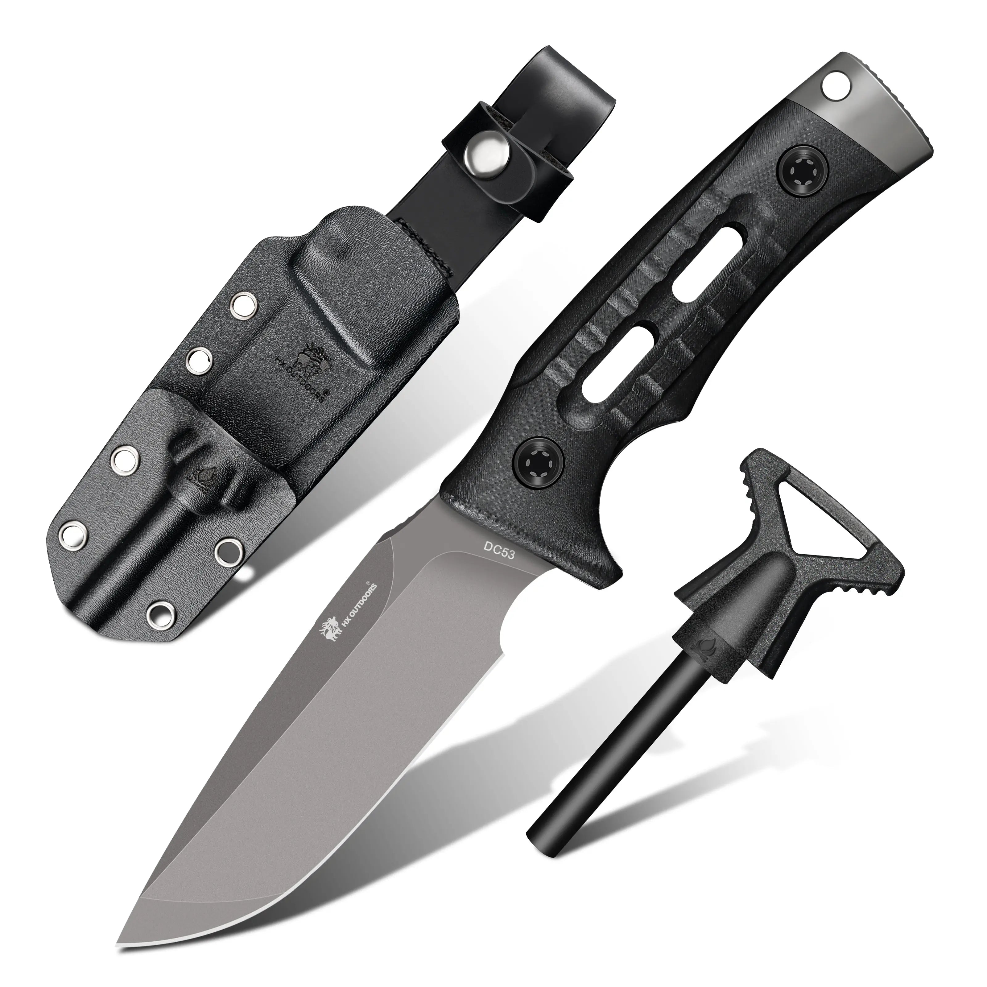 HX Rock Apex TD-18B couteau fixe DC53 manche noir