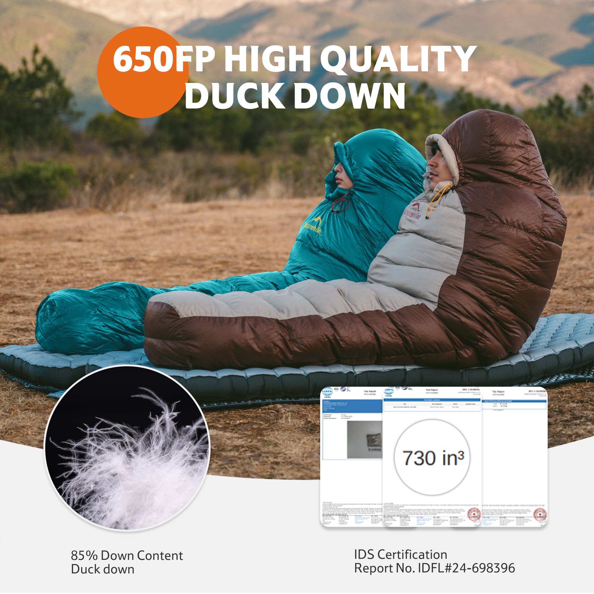 Naturehike Snowbird SP550 sac couchage duvet -1,5°C marron L