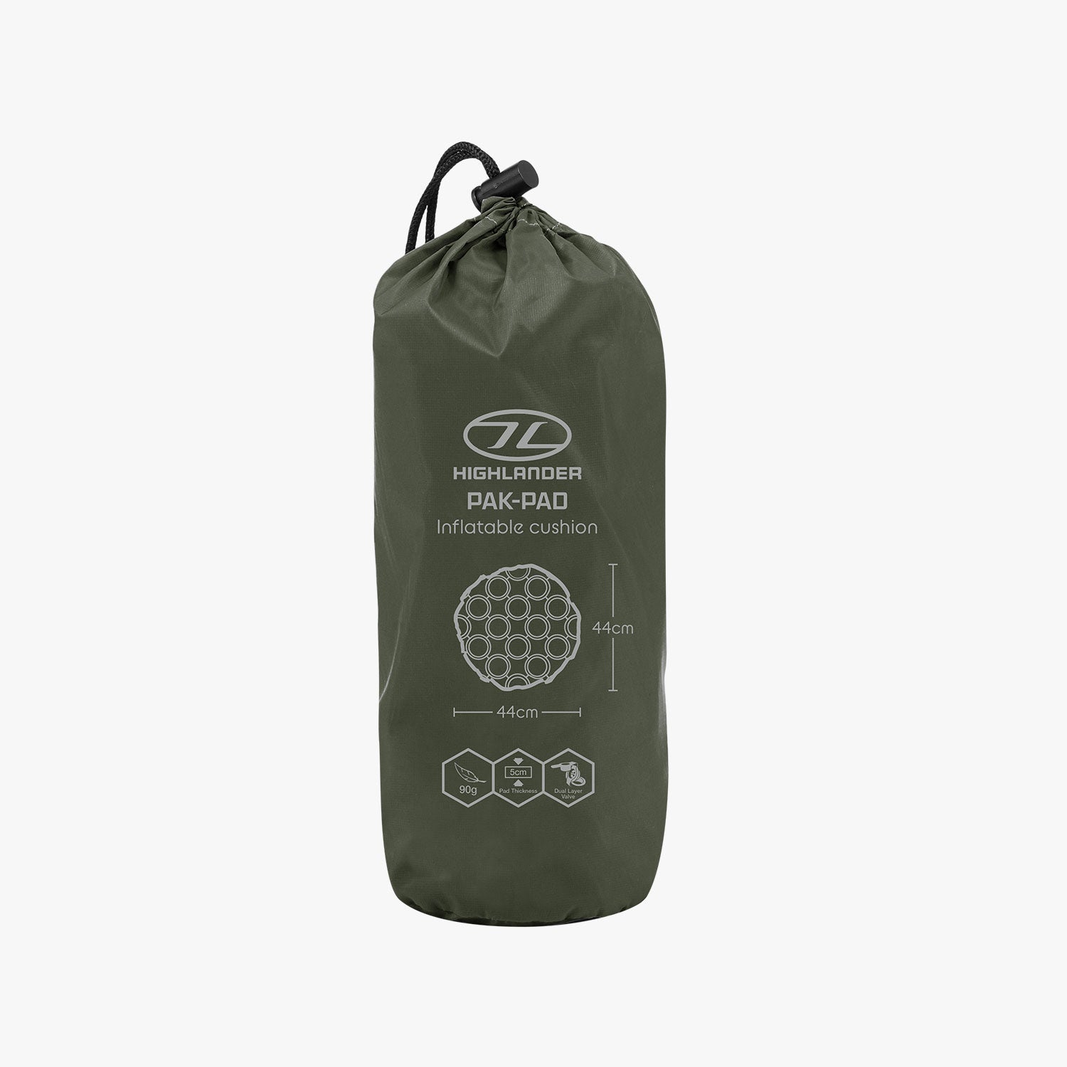 Highlander Pak-Pad assise gonflable camping olive 5 cm 90 g