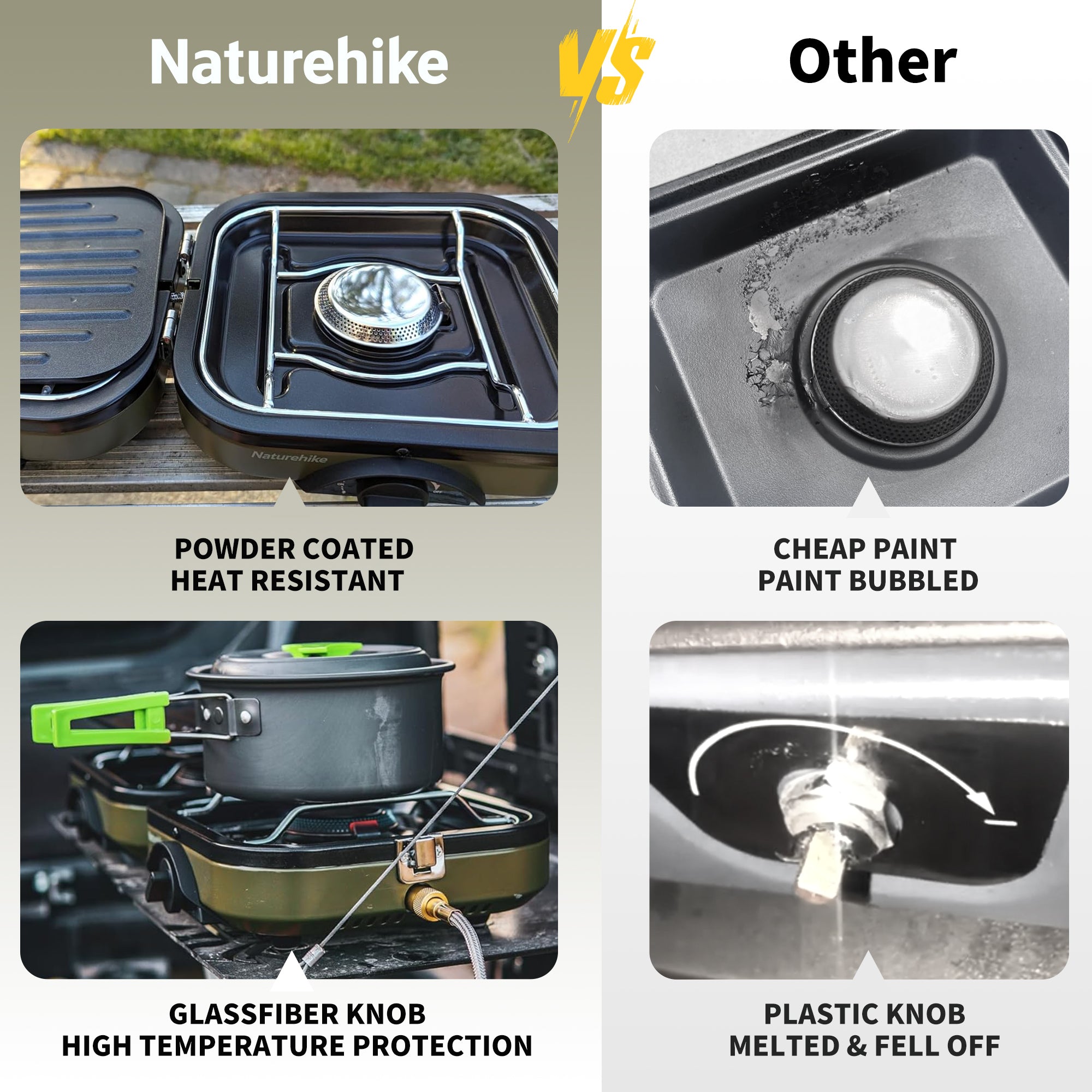 Naturehike Phantom réchaud camping 2 brûleurs isobutane plaque