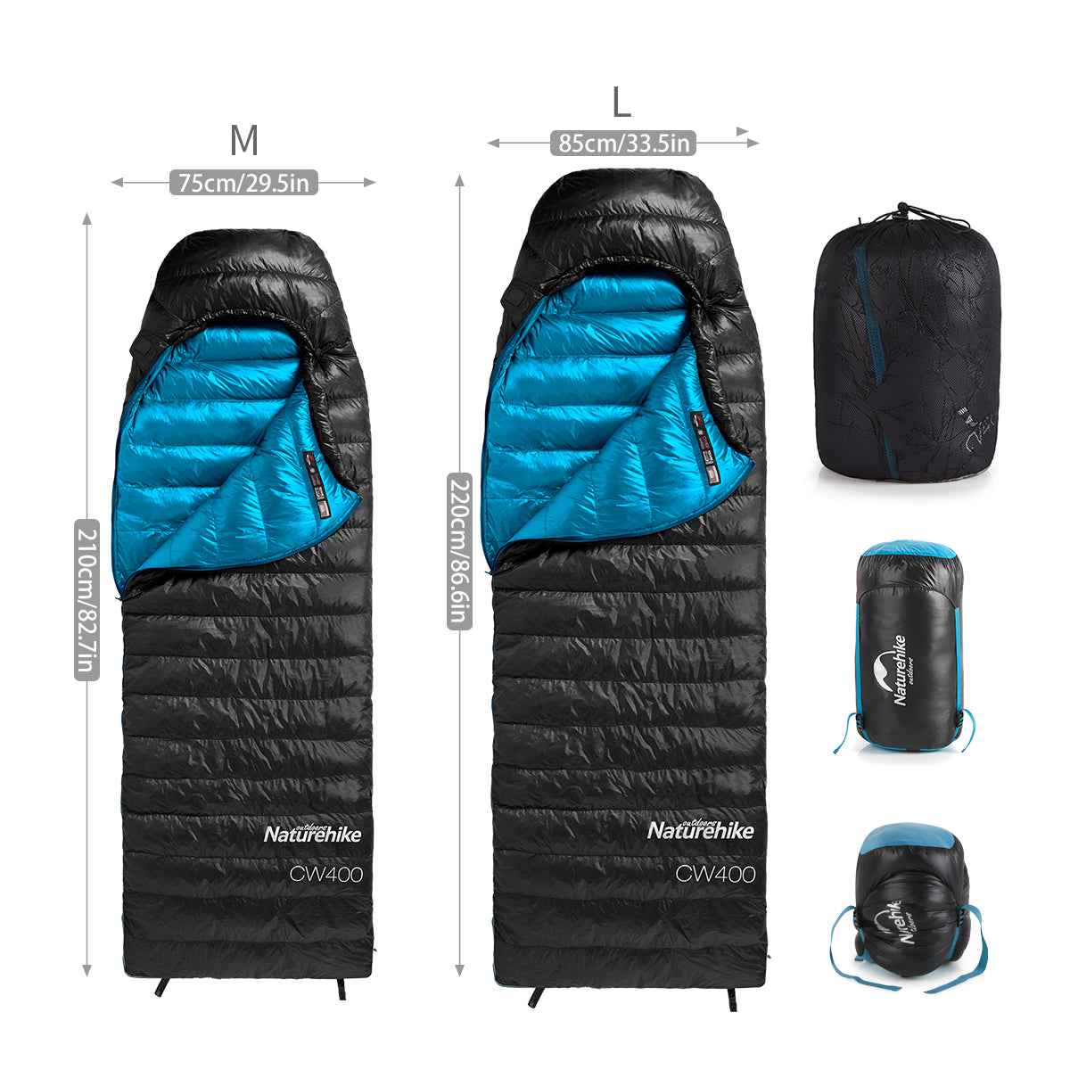 Naturehike CW400 sac couchage duvet 5°C M noir
