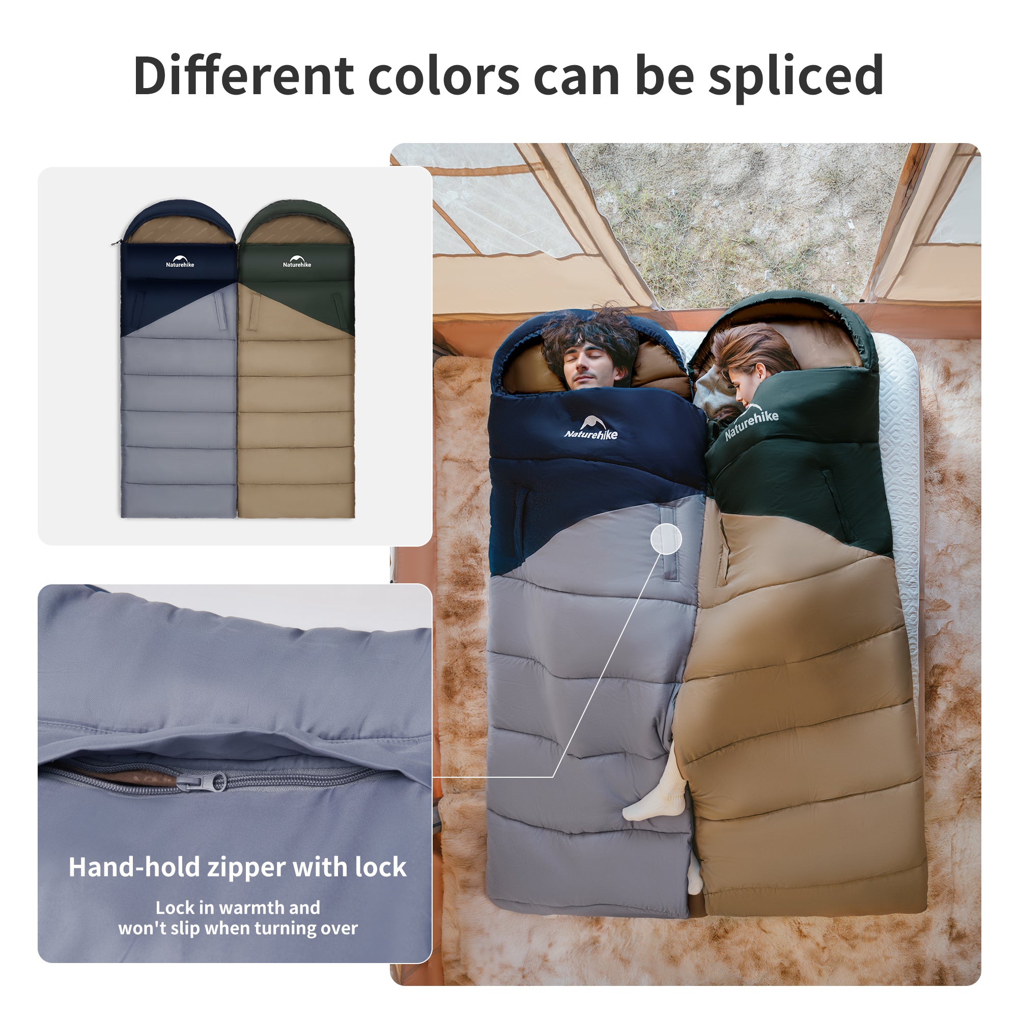 Naturehike Solora U450 sac de couchage synthétique bleu 4°C