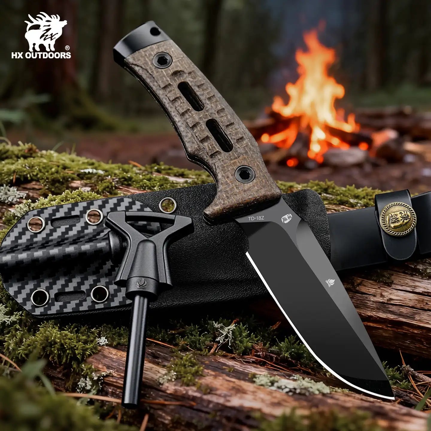 HX Rock Apex TD-18Z couteau fixe manche micarta marron DC53