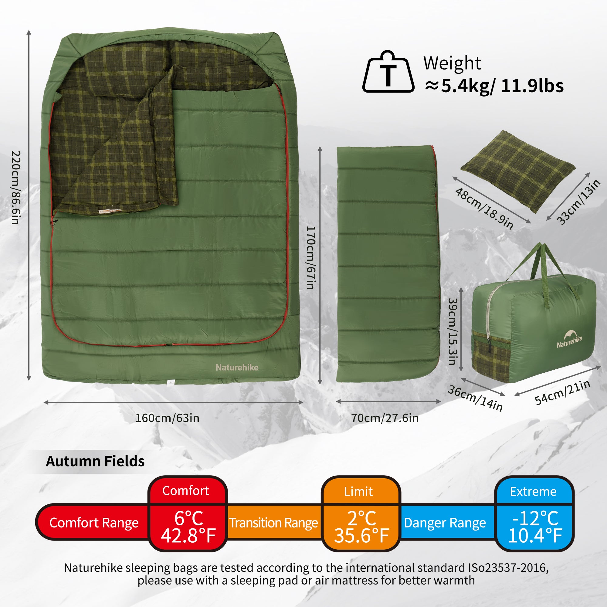 Naturehike AutumnField sac couchage double synthétique 6°C 2 pers