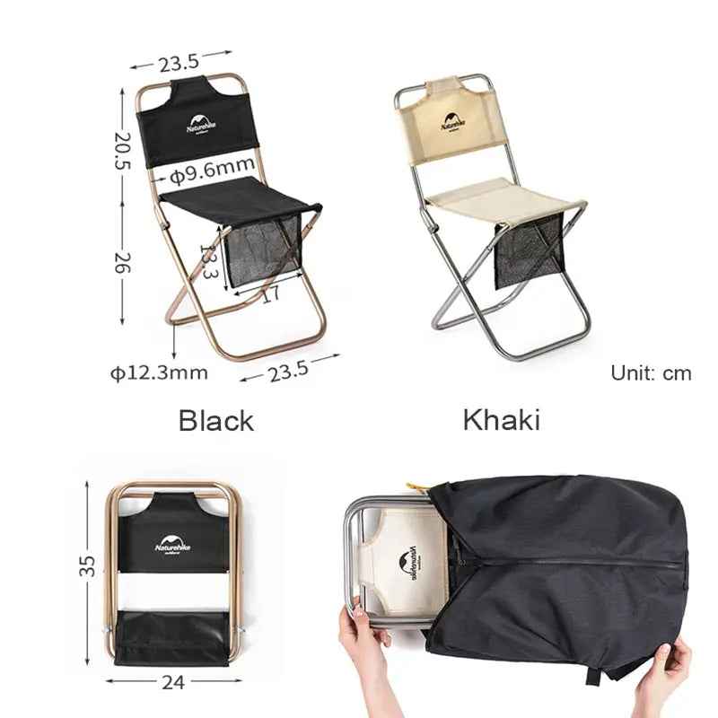 Naturehike NH18M001-Z chaise camping ultralégère kaki 422 g