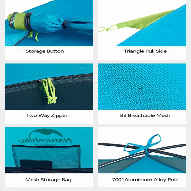 Naturehike P tente camping 2 personnes Bleu PU 2000 mm