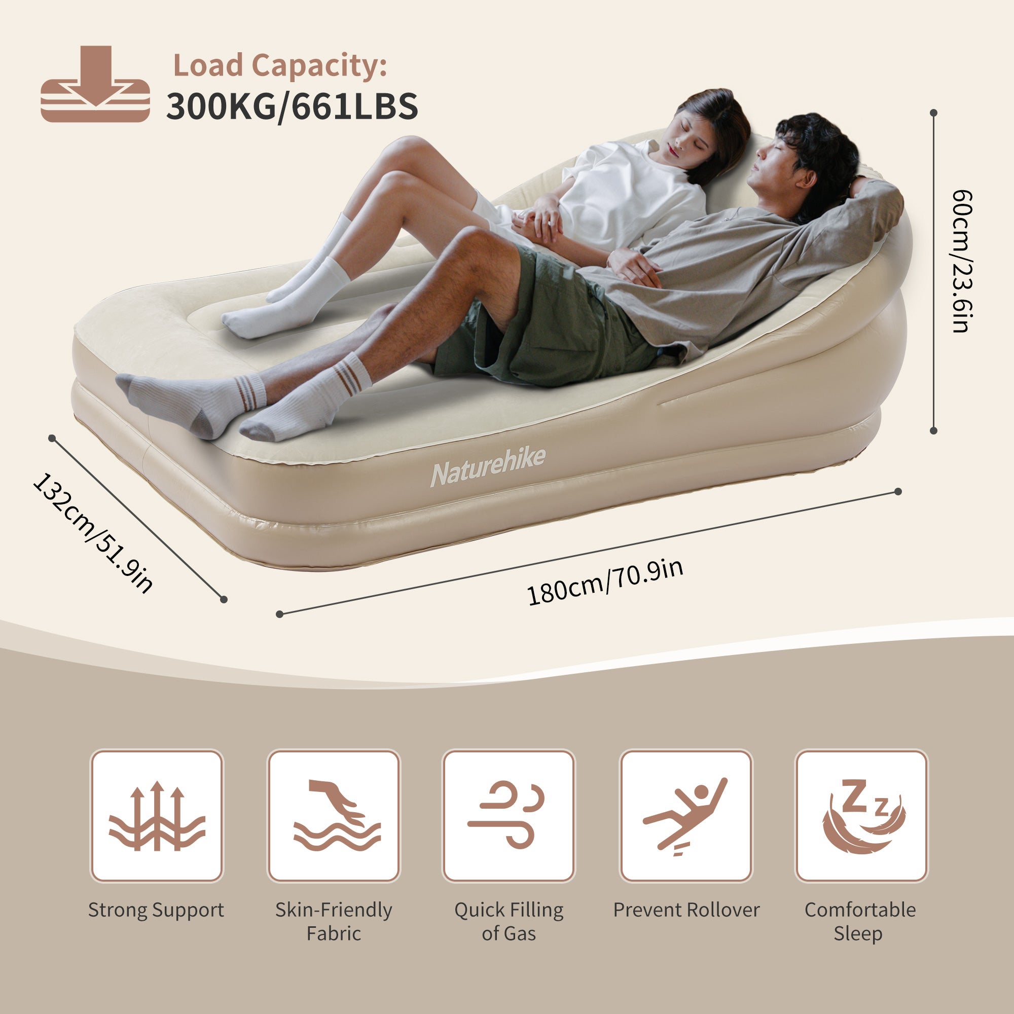 Naturehike DreamWeave fauteuil gonflable 1 personne pompe intégrée