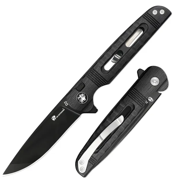 HX Dark Master ZD-112B couteau pliant D2 noir G10 80 mm