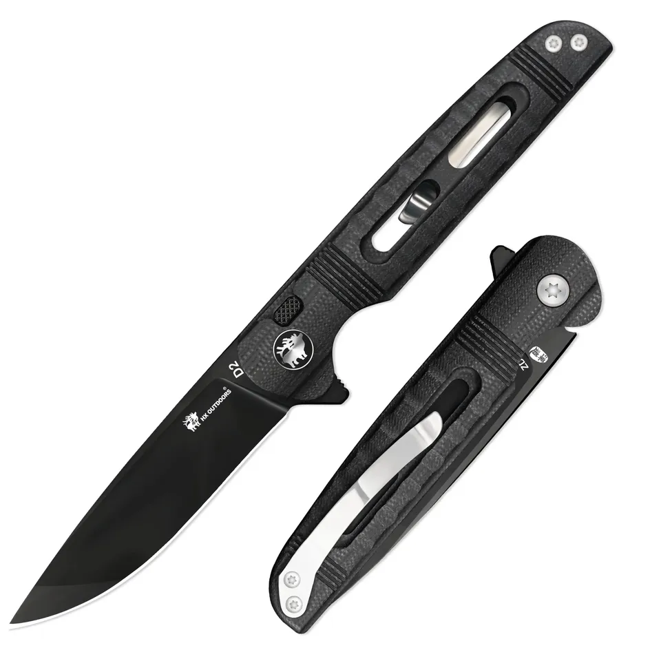 HX Dark Master ZD-112B couteau pliant D2 noir G10 80 mm