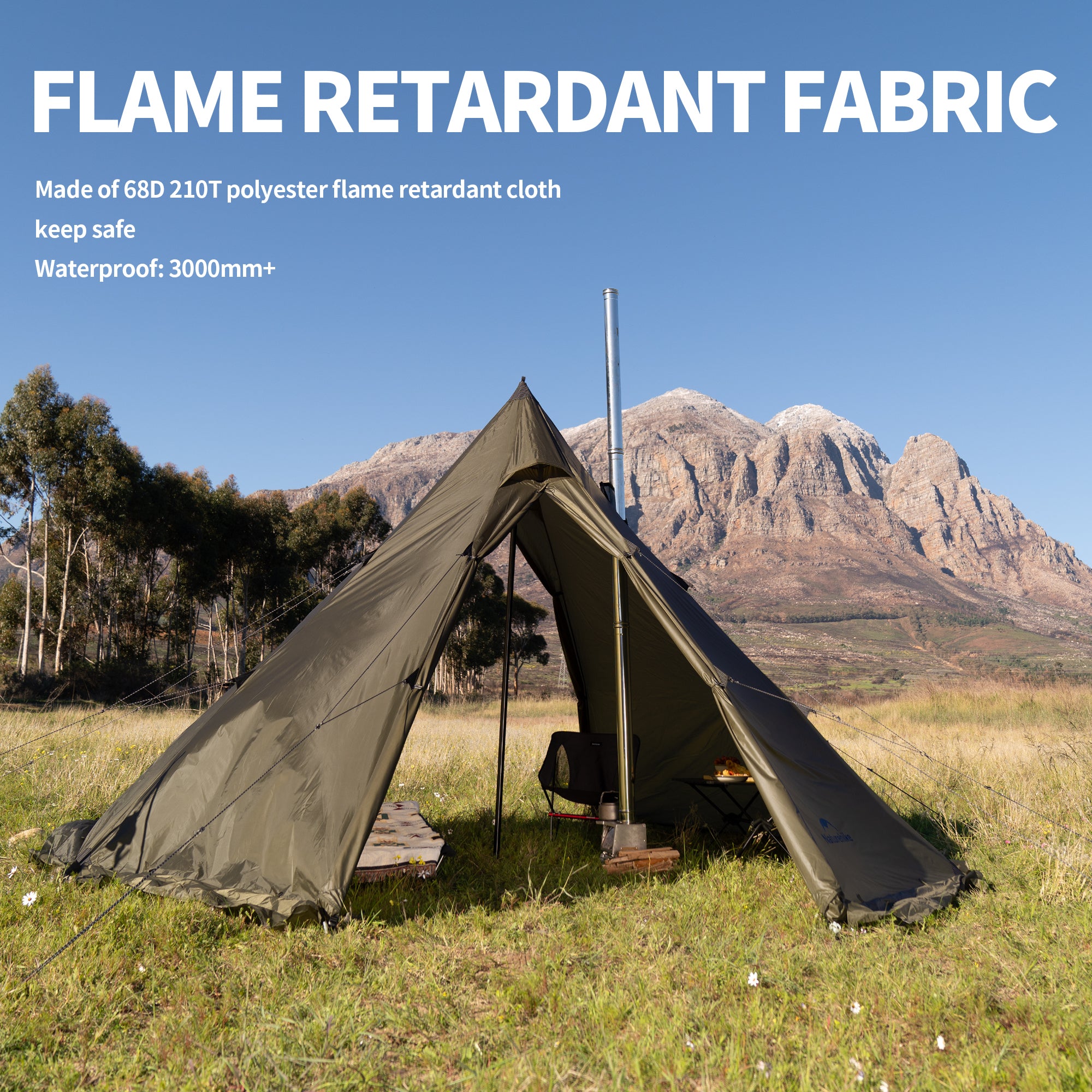Naturehike Ranch Fire tente tipi 6 personnes chauffante