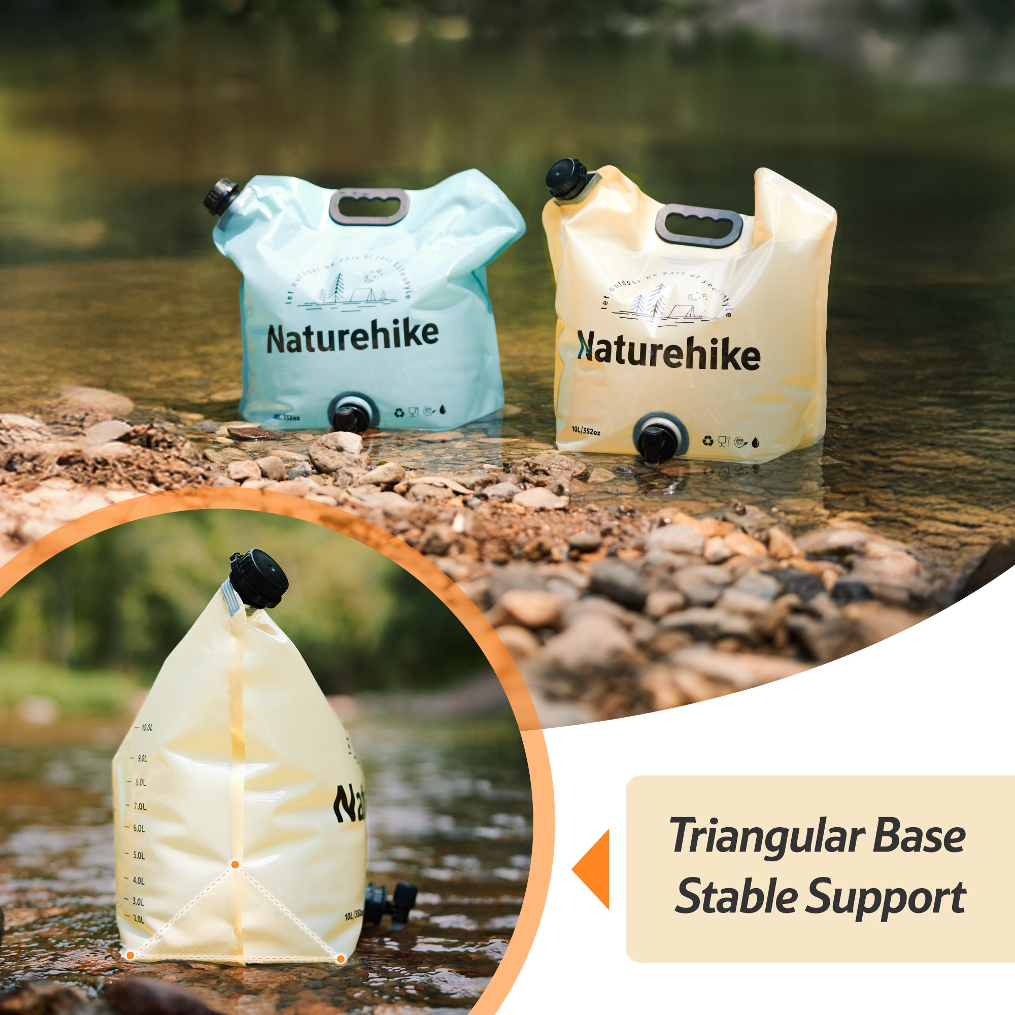 Naturehike sac eau pliable 10L robinet jaune alimentaire