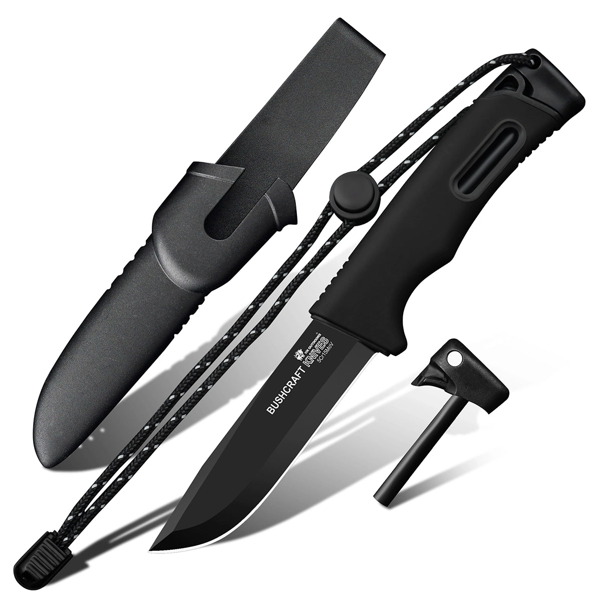 HX Survival Master TD-21E couteau fixe noir 95 mm