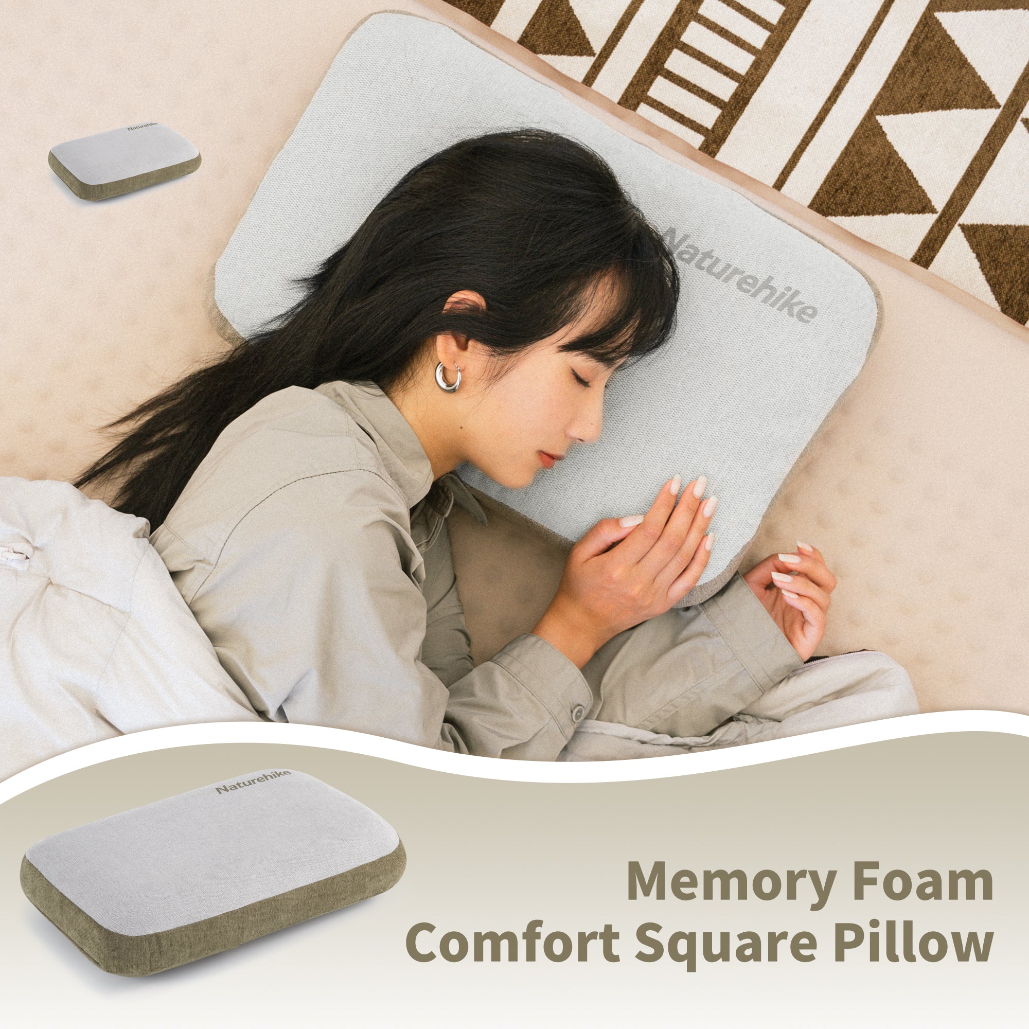 Naturehike Xinmian oreiller camping mémoire Beige carré