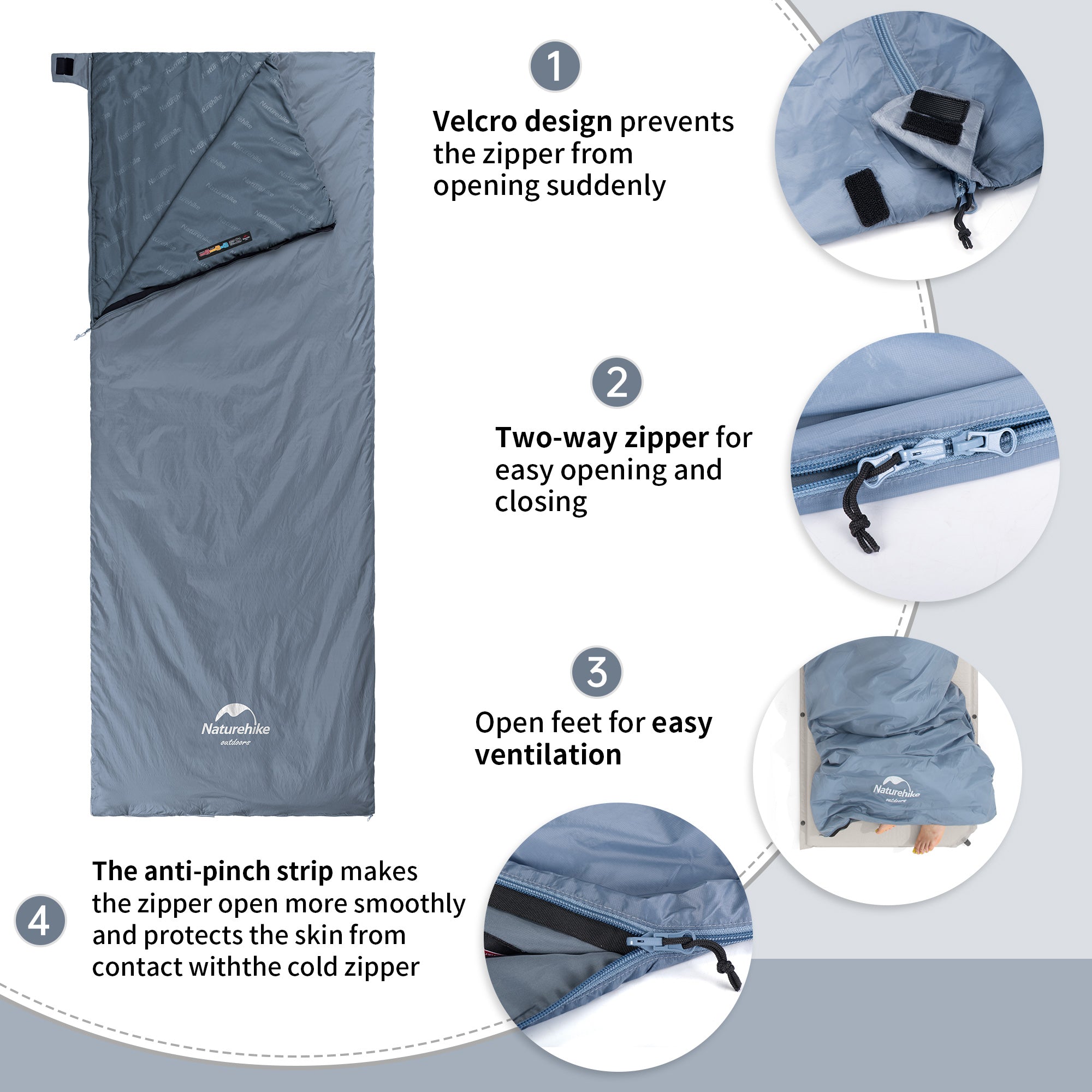 Naturehike LW180 sac de couchage Standard bleu foncé 15°C