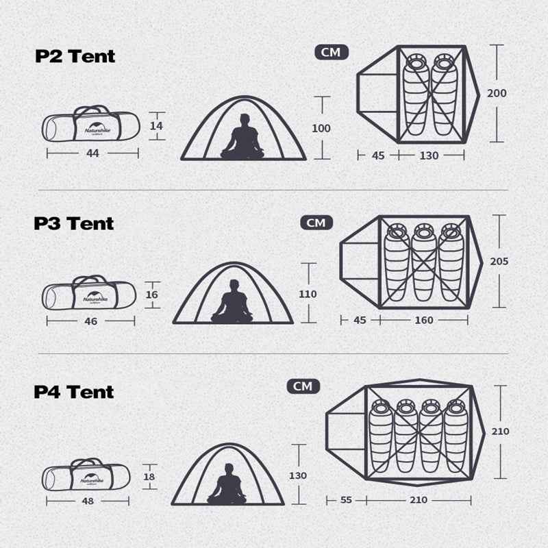 Naturehike P tente camping 2 personnes Bleu PU 2000 mm