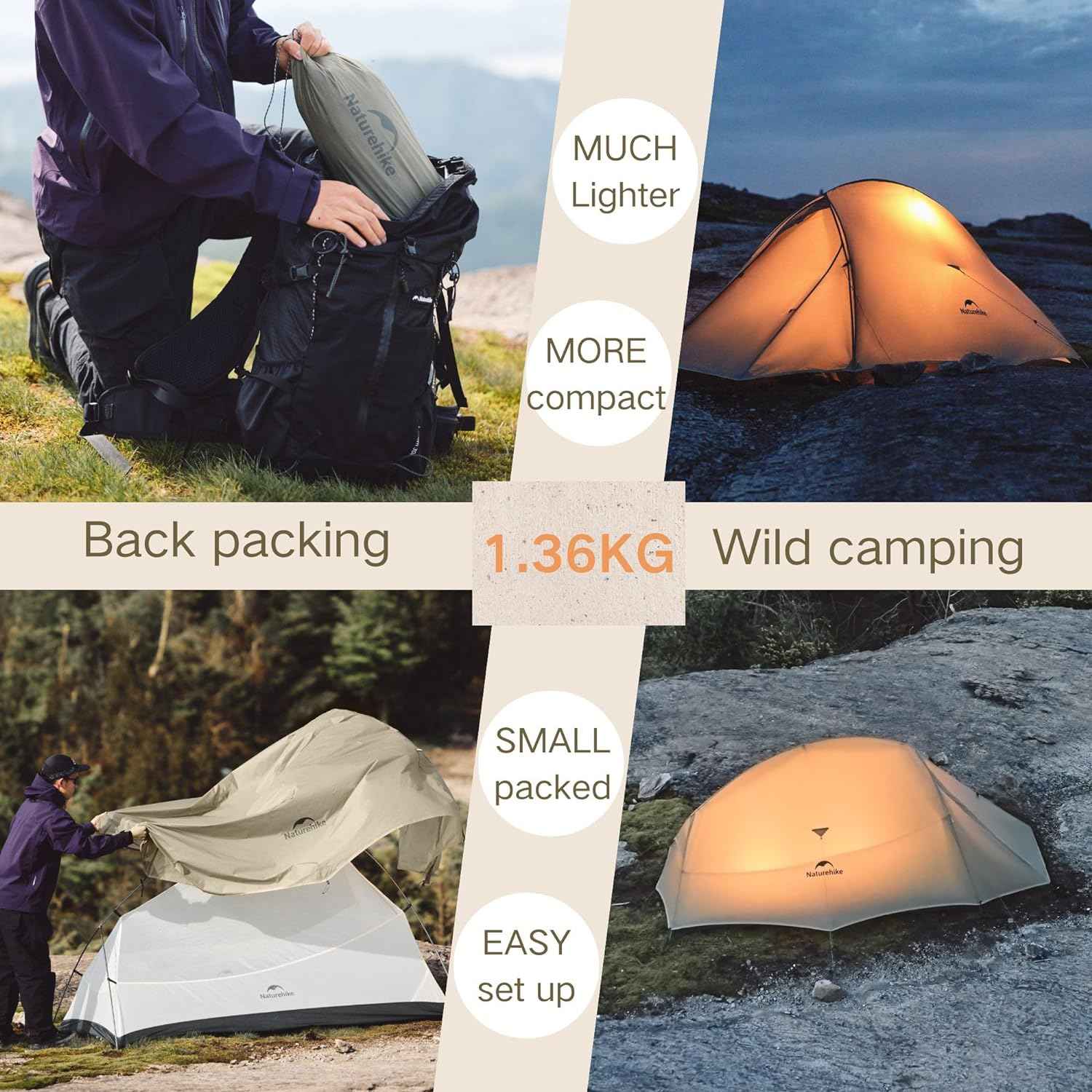 Naturehike Cloud Up Pro tente 1 personne grise
