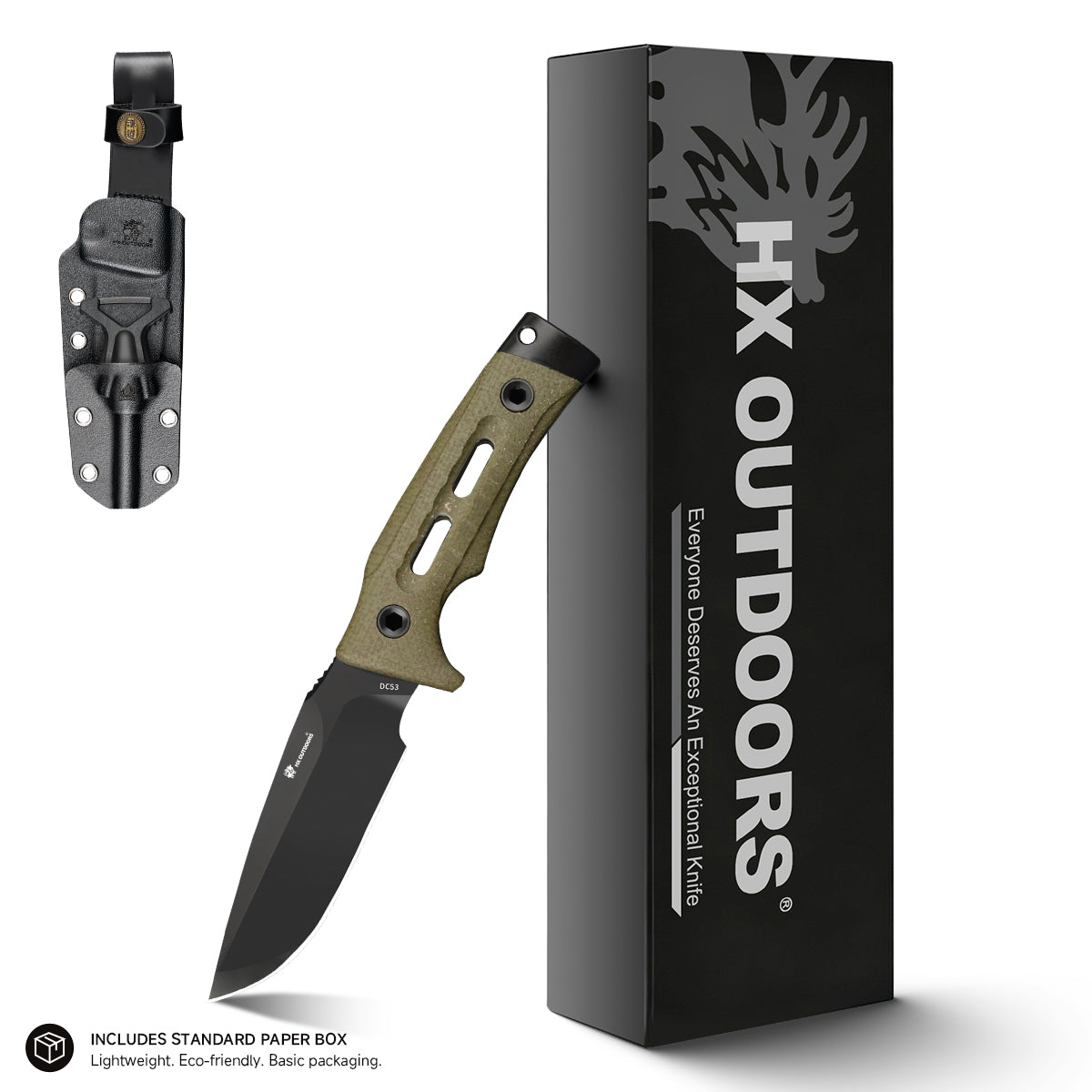HX Rock Apex TD-18Y Couteau Fixe Micarta Vert 94mm
