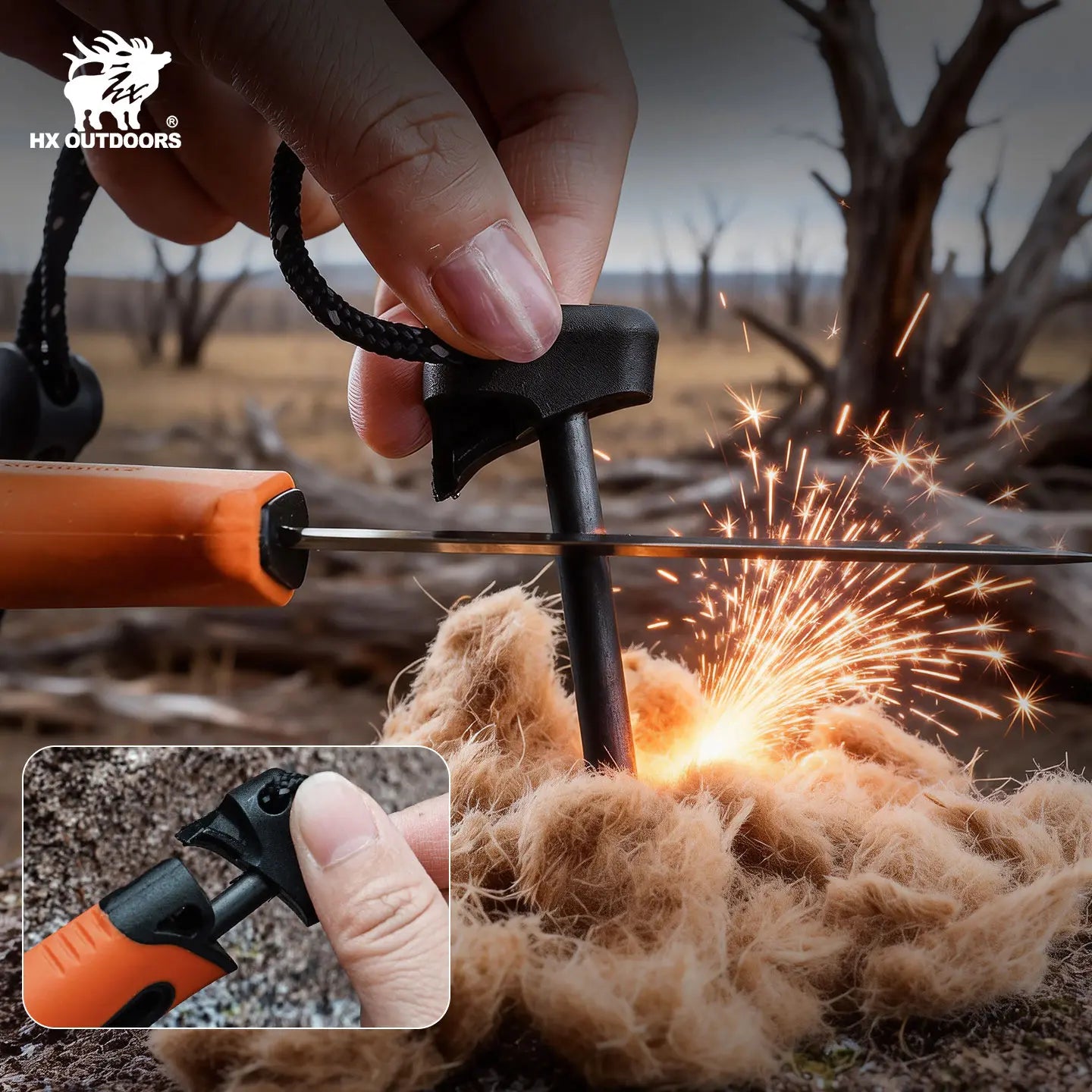 HX Survival Master TD-21F couteau fixe 95 mm orange