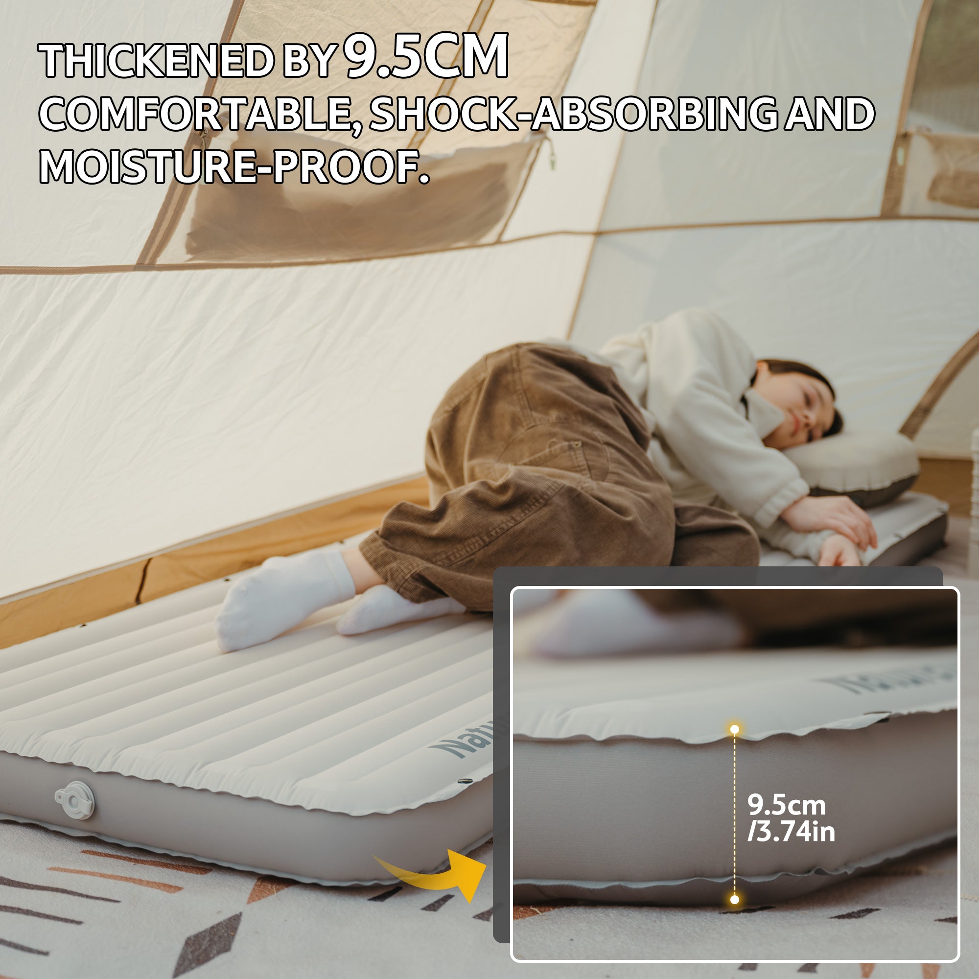 Naturehike Libamboo Matelas gonflable gris pompe à pied